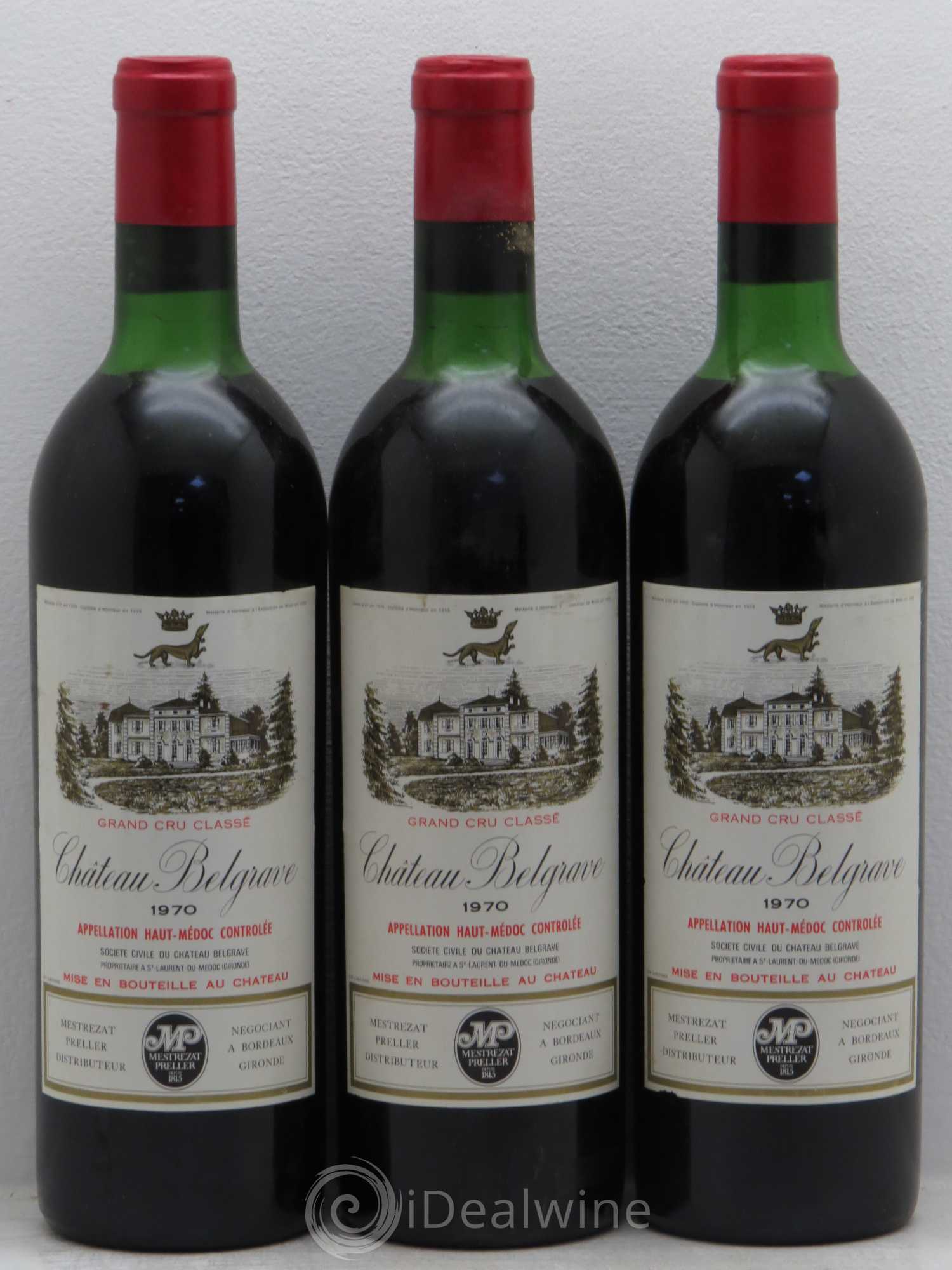 Château Belgrave 5ème Grand Cru Classé 1970 - Lot de 3 bouteilles - 0