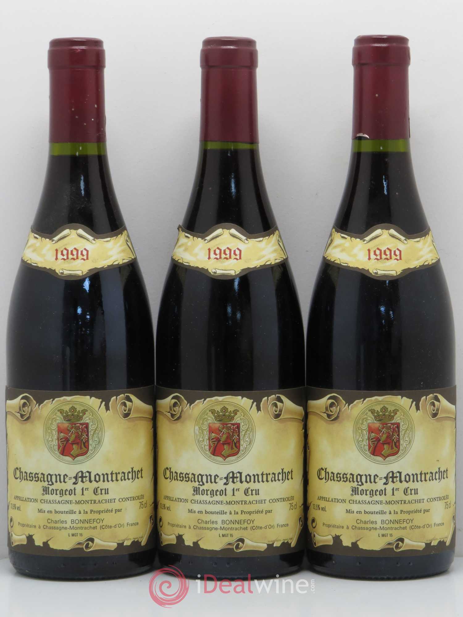 Chassagne-Montrachet 1er Cru Morgeot Domaine Charles Bonnefoy 1999 - Lotto di 3 bottiglie - 0