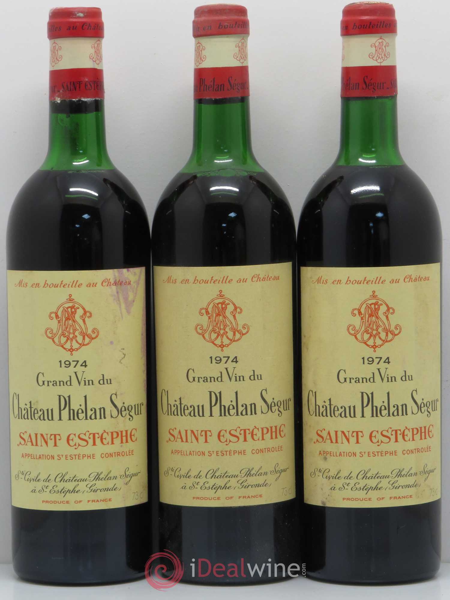 Château Phélan Ségur 1974 - Lot de 3 bouteilles - 0