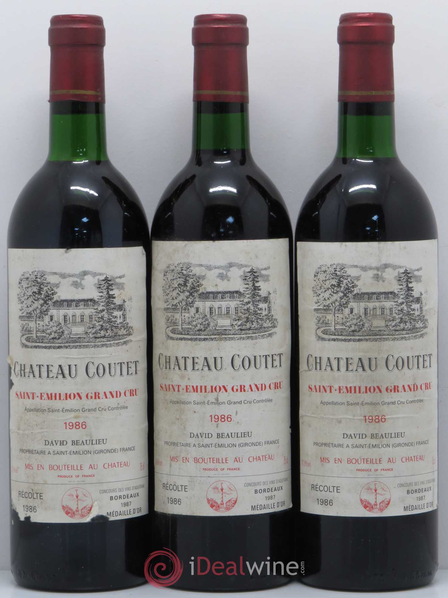 Saint-Émilion Château Coutet 1986 - Lot de 3 bouteilles - 0