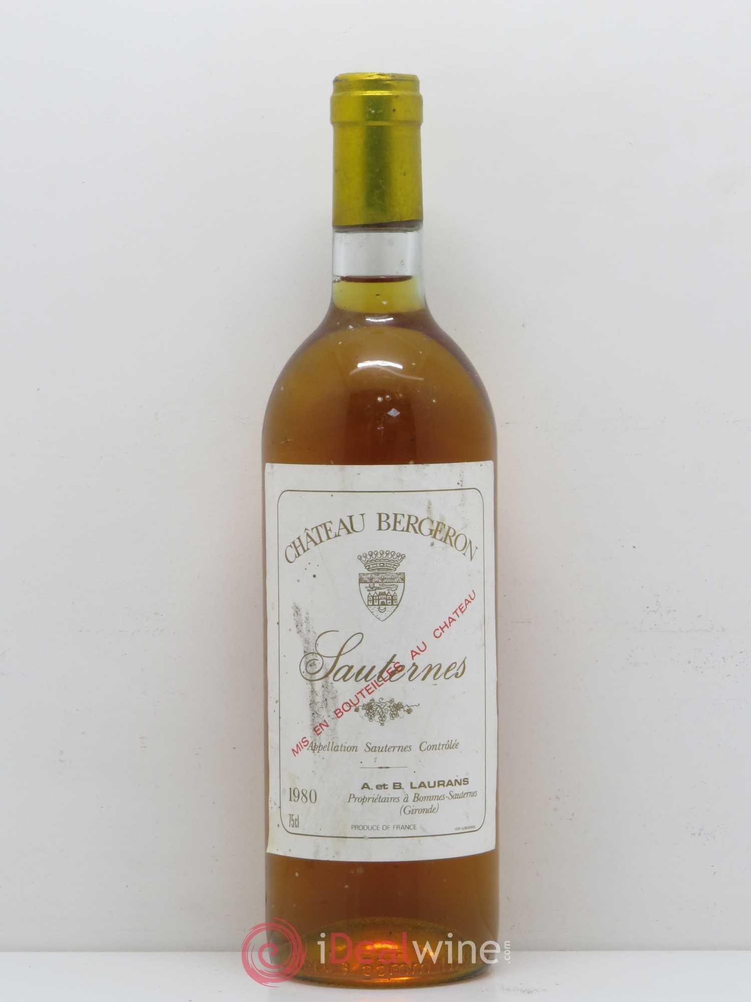 Sauternes Château Bergeron 1980 - Posten von 1 Flasche - 0
