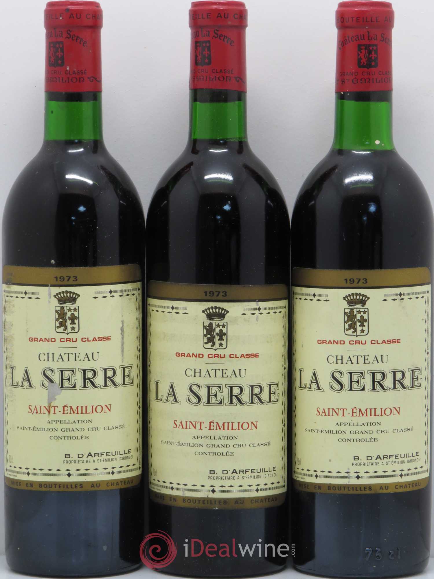 Château la Serre Grand Cru Classé 1973 - Lot de 3 bouteilles - 0