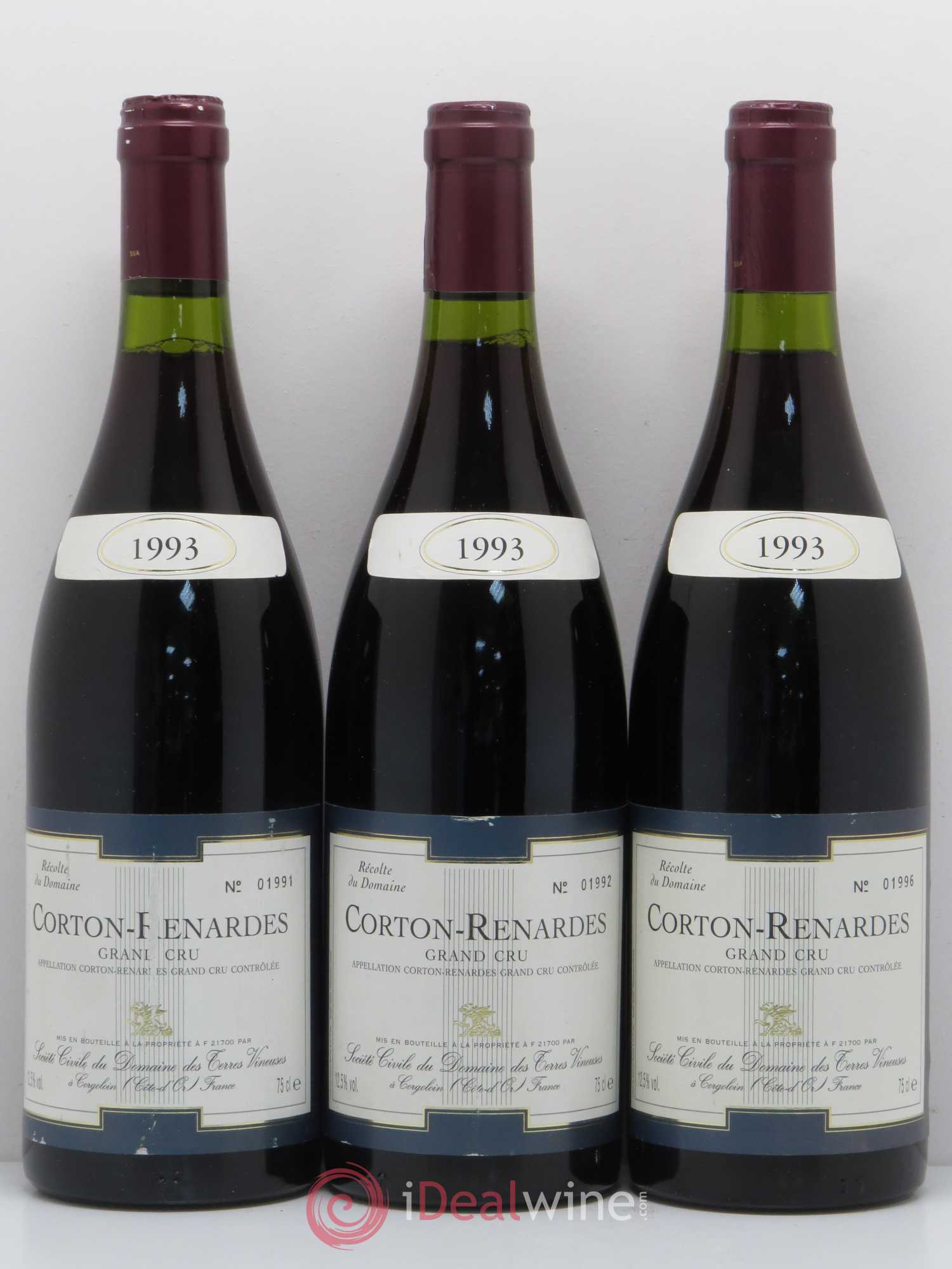 Corton Grand Cru Renardes Domaine des Terres Vineuses 1993 - Posten von 3 Flaschen - 0