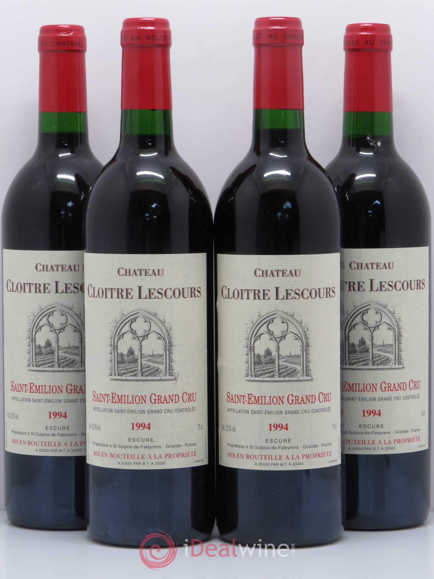 Saint-Émilion Chateau Cloitre Lescours 1994 - Lot de 4 bouteilles - 0