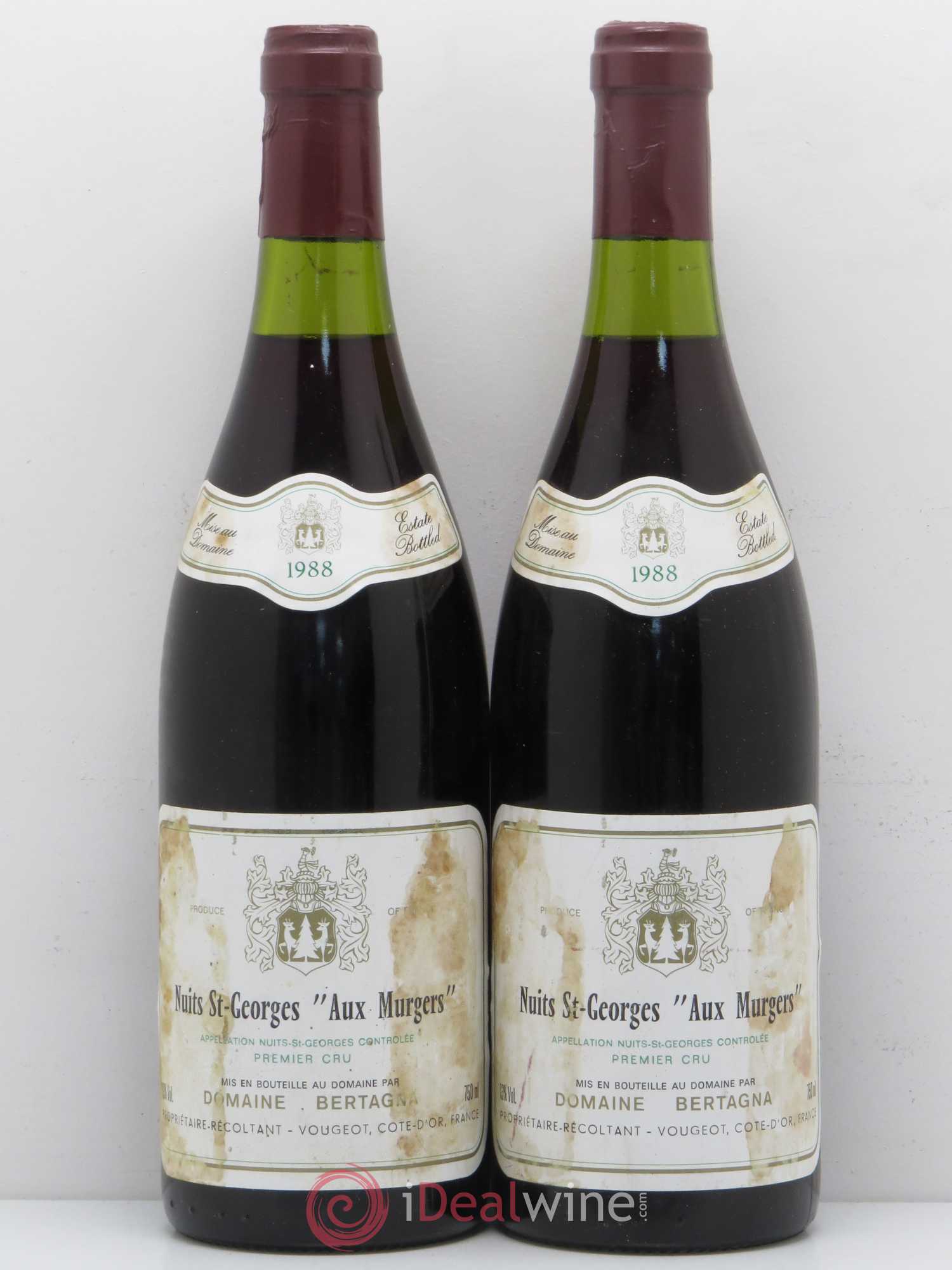 Nuits-Saint-Georges 1er Cru Les Murgers Bertagna 1988 - Lot de 2 bouteilles - 0