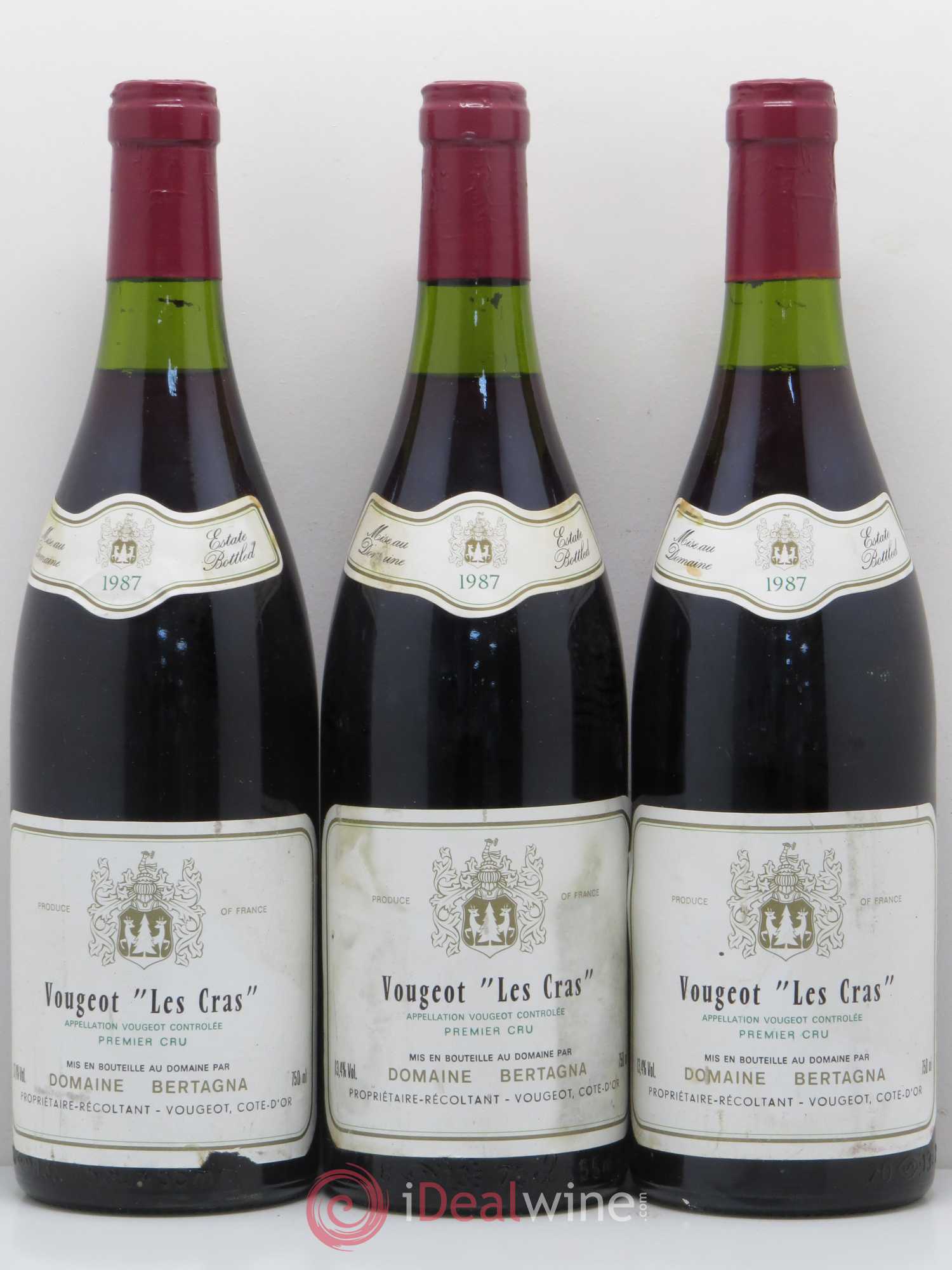 Vougeot 1er Cru Les Cras Bertagna 1987 - Lot de 3 bouteilles - 0