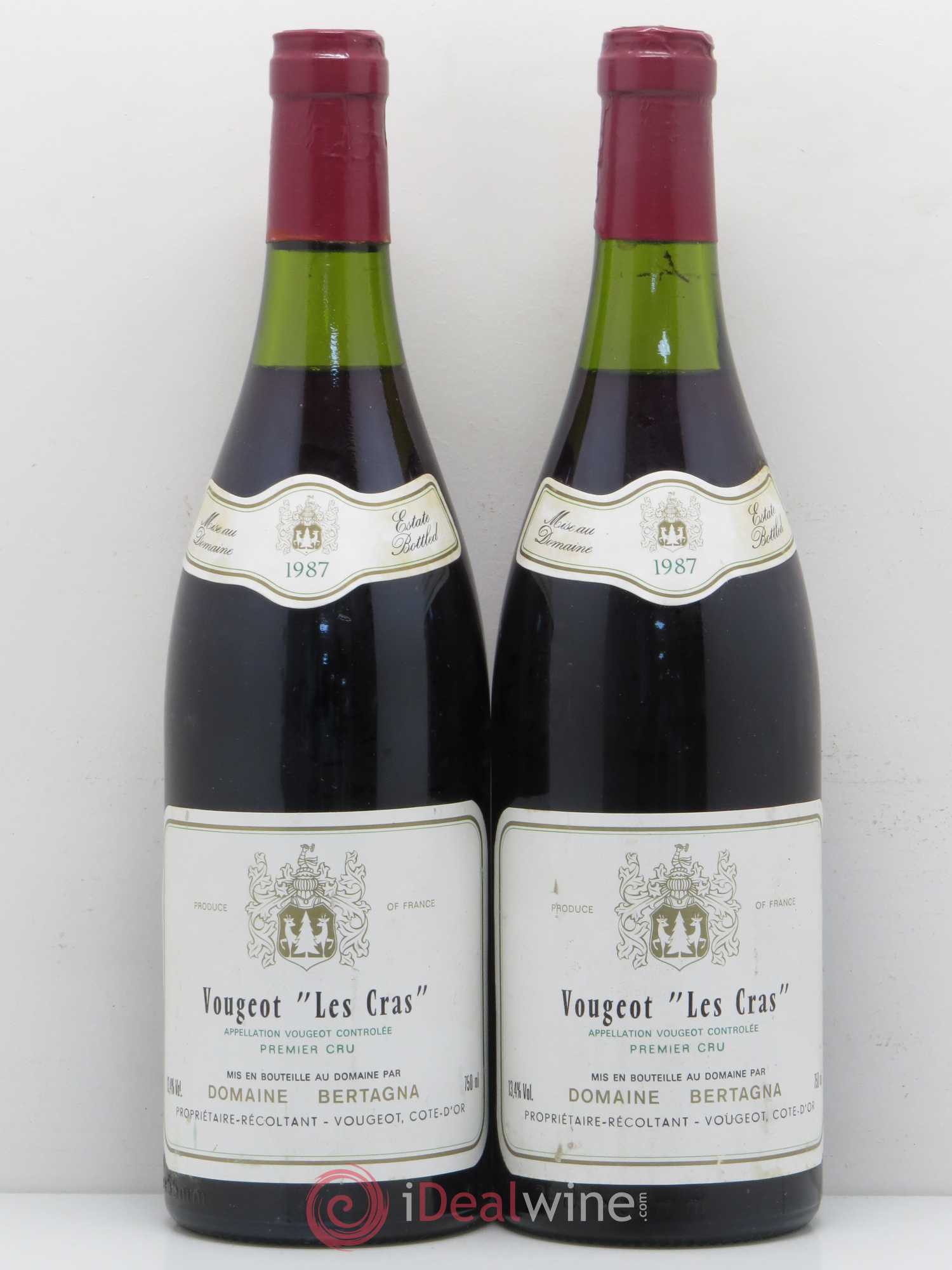 Vougeot 1er Cru Les Cras Bertagna 1987 - Lot de 2 bouteilles - 0