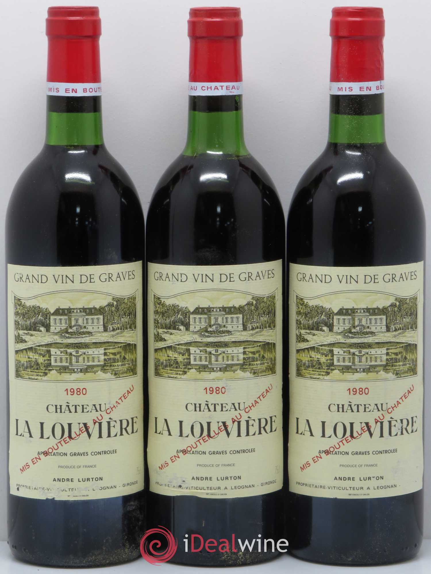 Château la Louvière 1980 - Lot de 3 bouteilles - 0