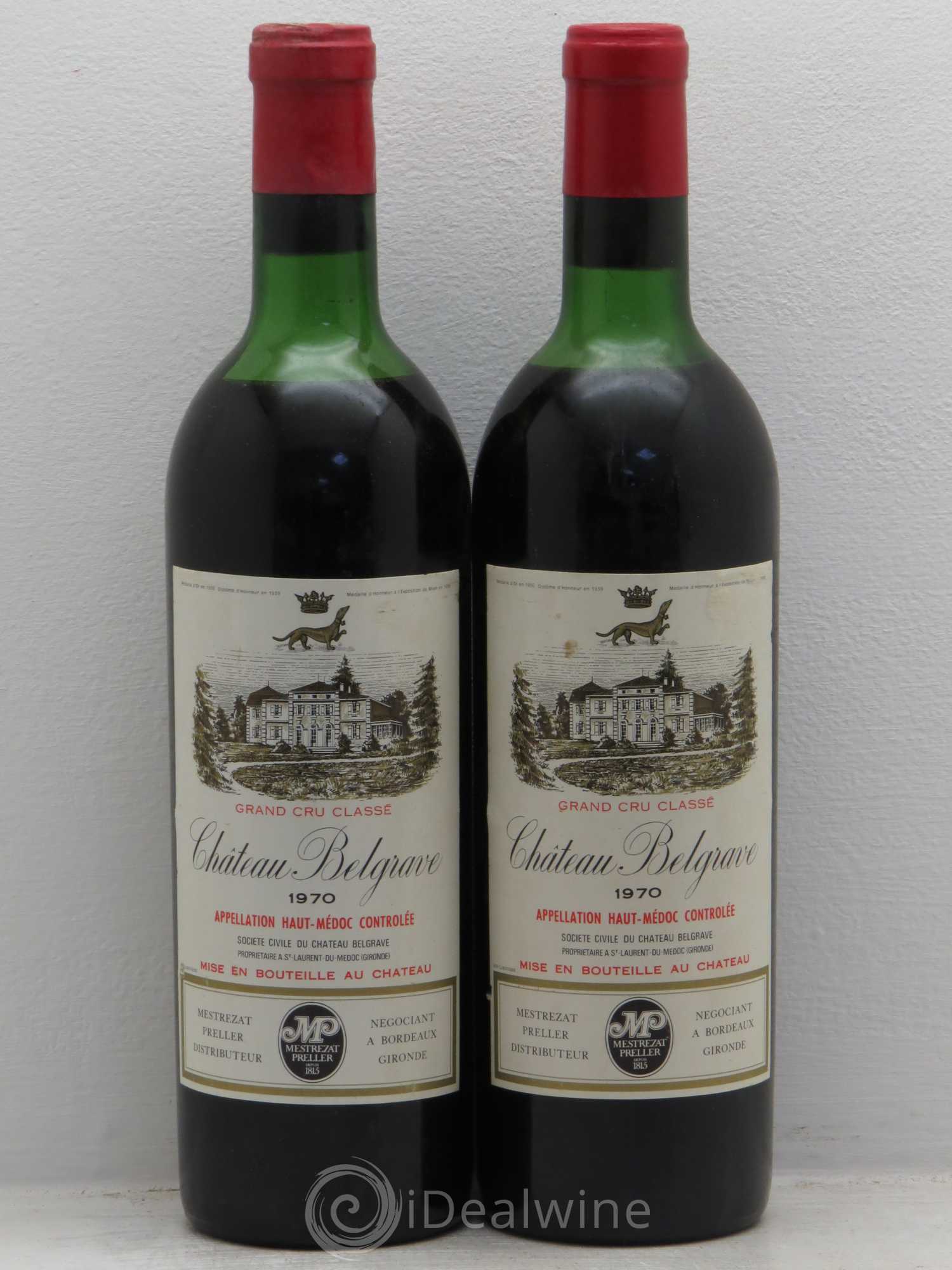 Château Belgrave 5ème Grand Cru Classé 1970 - Lot de 2 bouteilles - 0