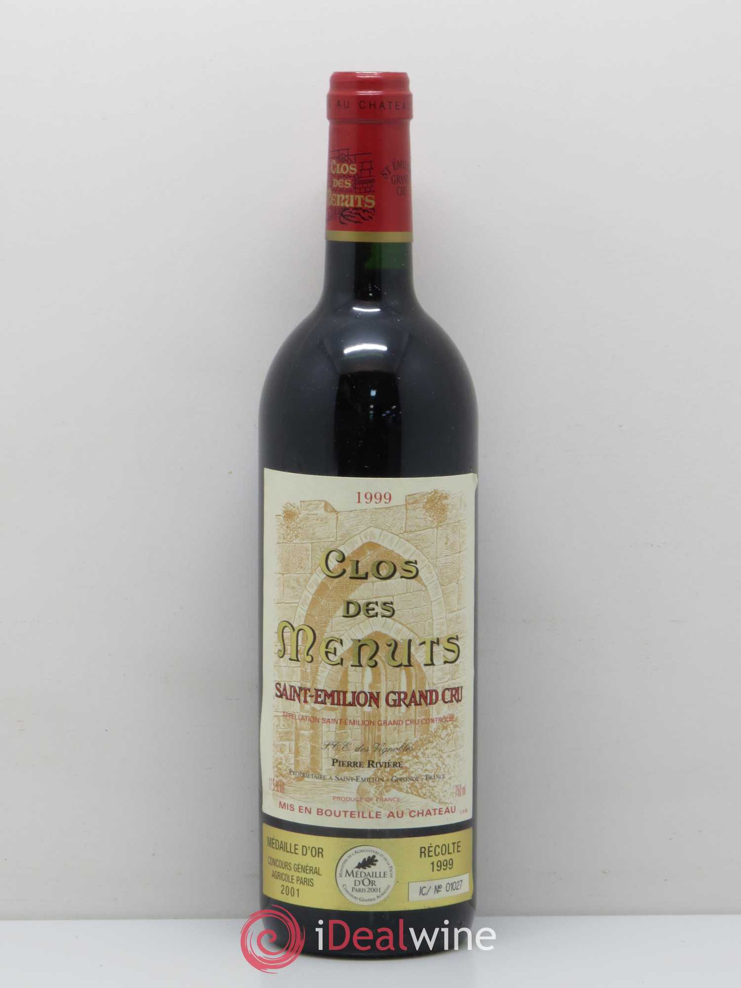 Saint-Émilion Clos des Menuts 1999 - Lot de 1 bouteille - 0