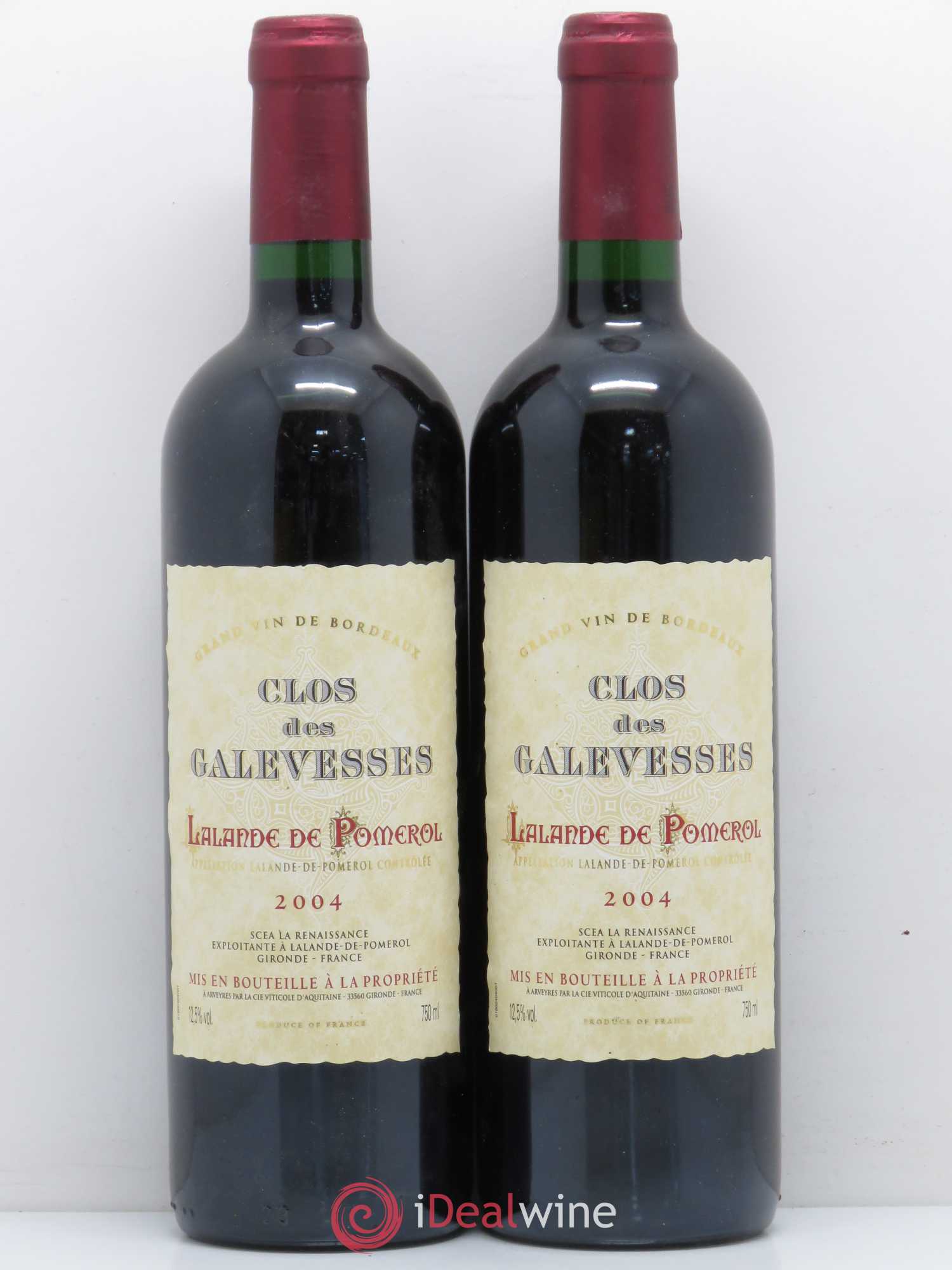 Bordeaux Clos des Galevesses Lalande de Pomerol (sans prix de réserve) 2004 - Posten von 5 Flaschen - 2