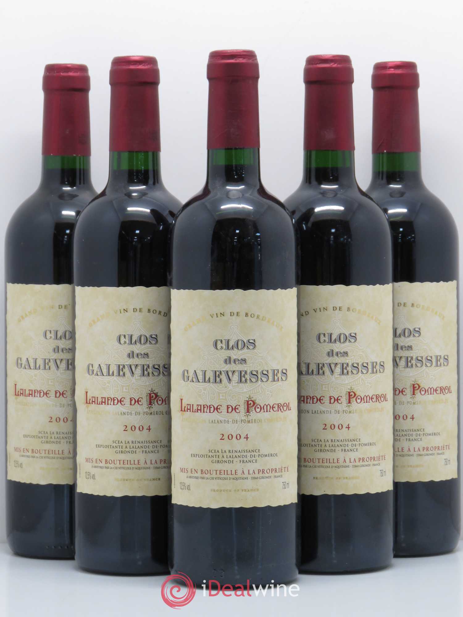 Bordeaux Clos des Galevesses Lalande de Pomerol (sans prix de réserve) 2004 - Posten von 5 Flaschen - 0