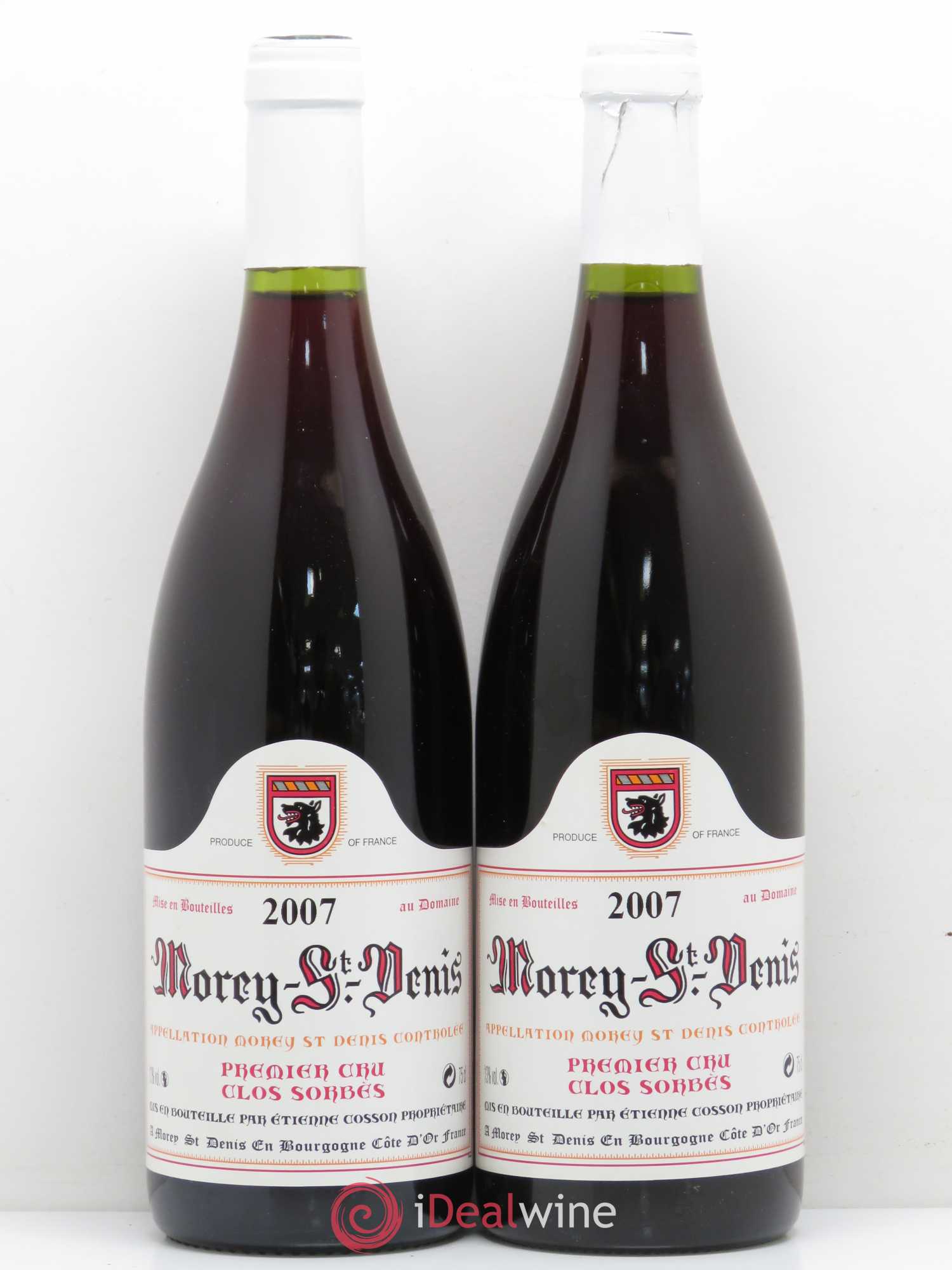 Morey-Saint-Denis 1er Cru Clos Sorbes Domaine Etienne Cosson 2007 - Posten von 2 Flaschen - 0