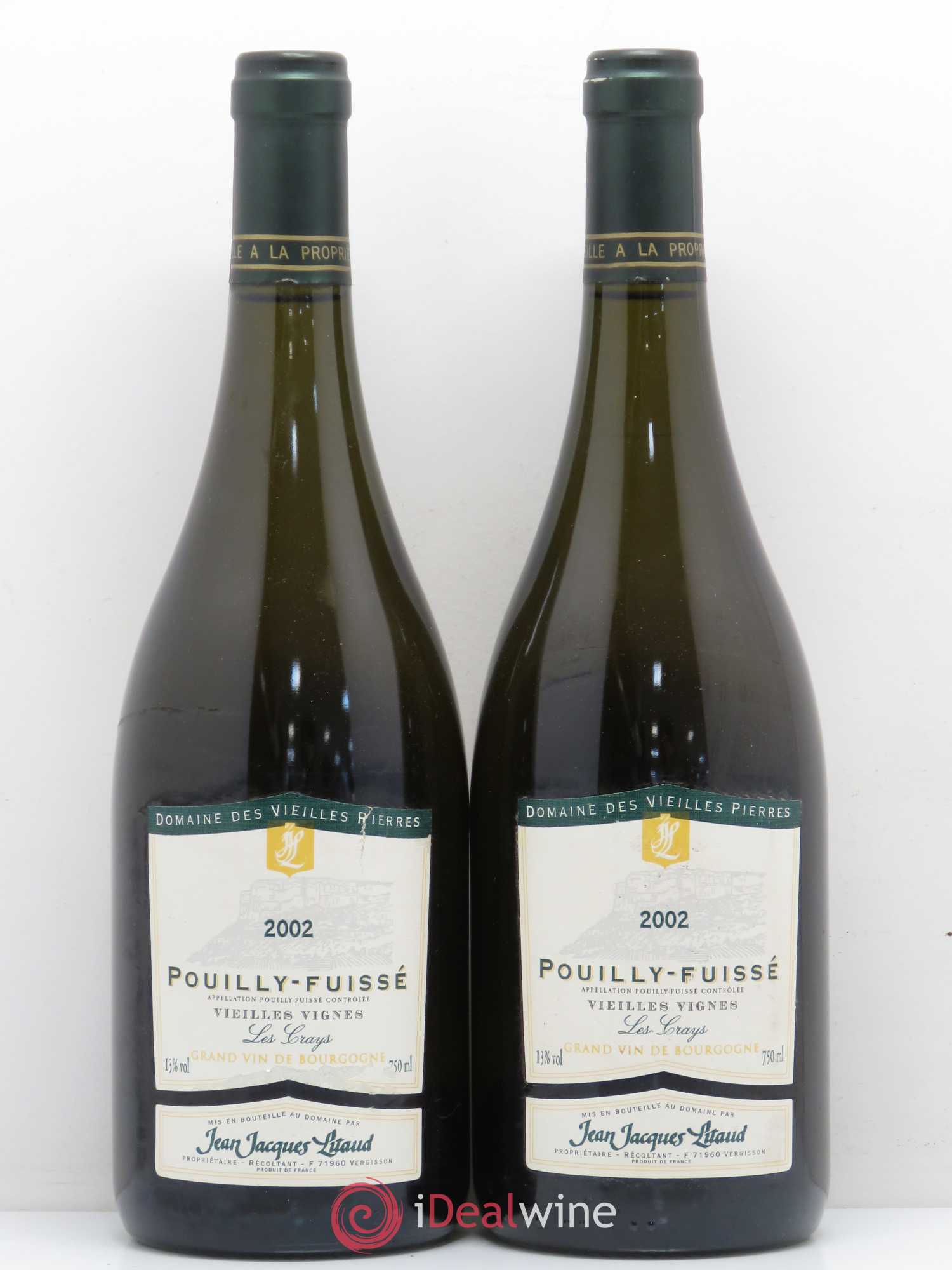 Pouilly-Fuissé Les Crays Vieilles Vignes Domaine des Vieilles Pierres Jean-Jacques Litaud 2002 - Posten von 2 Flaschen - 0
