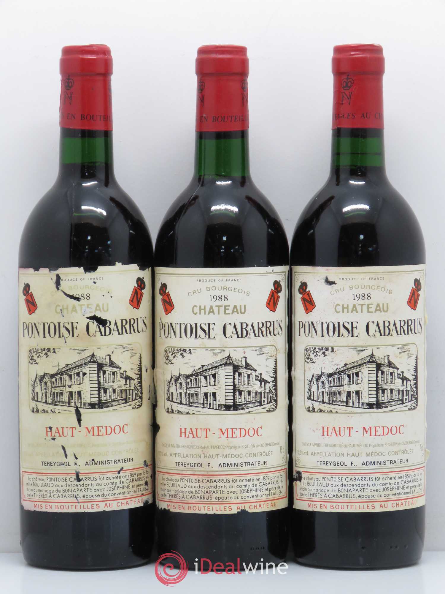 Château Pontoise Cabarrus Cru Bourgeois (sans prix de réserve) 1988 - Lot de 3 bouteilles - 0