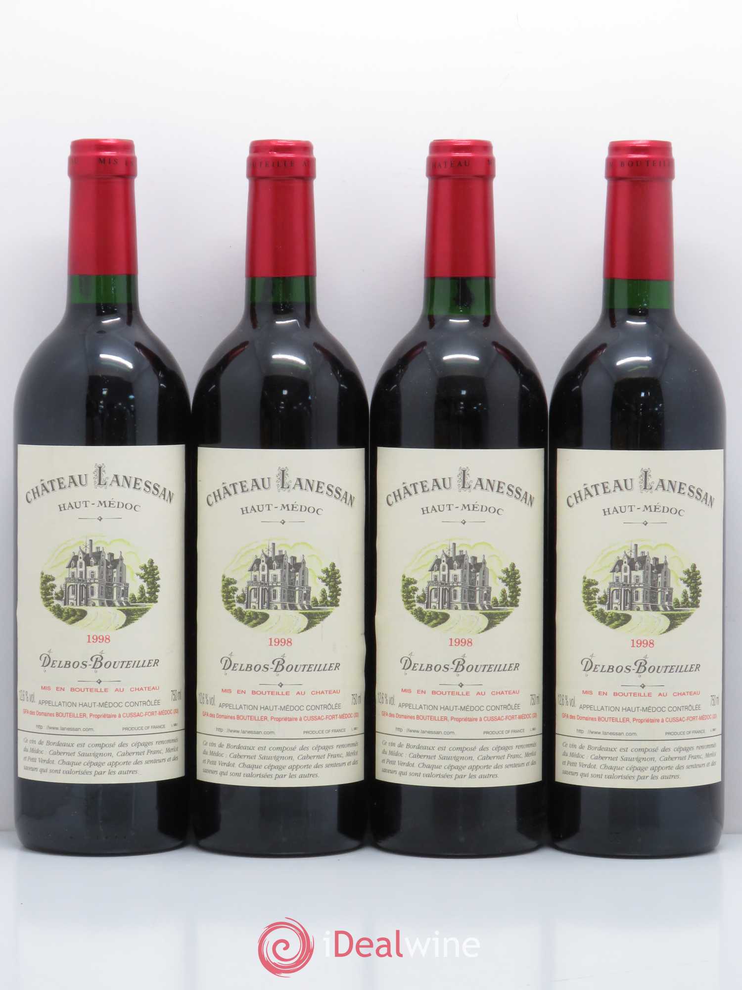 Château Lanessan Cru Bourgeois 1998 - Lot de 4 bouteilles - 0