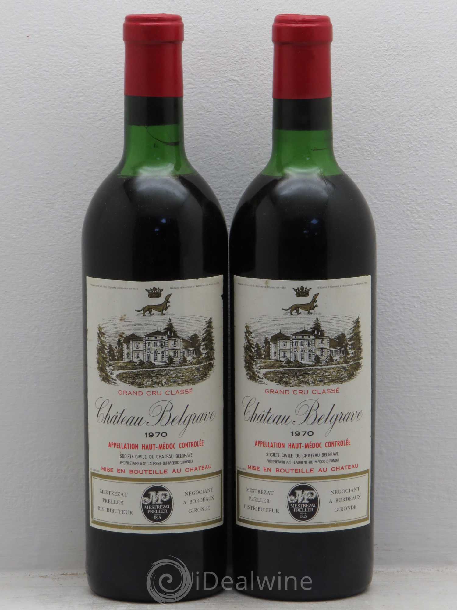 Château Belgrave 5ème Grand Cru Classé 1970 - Lot de 2 bouteilles - 0