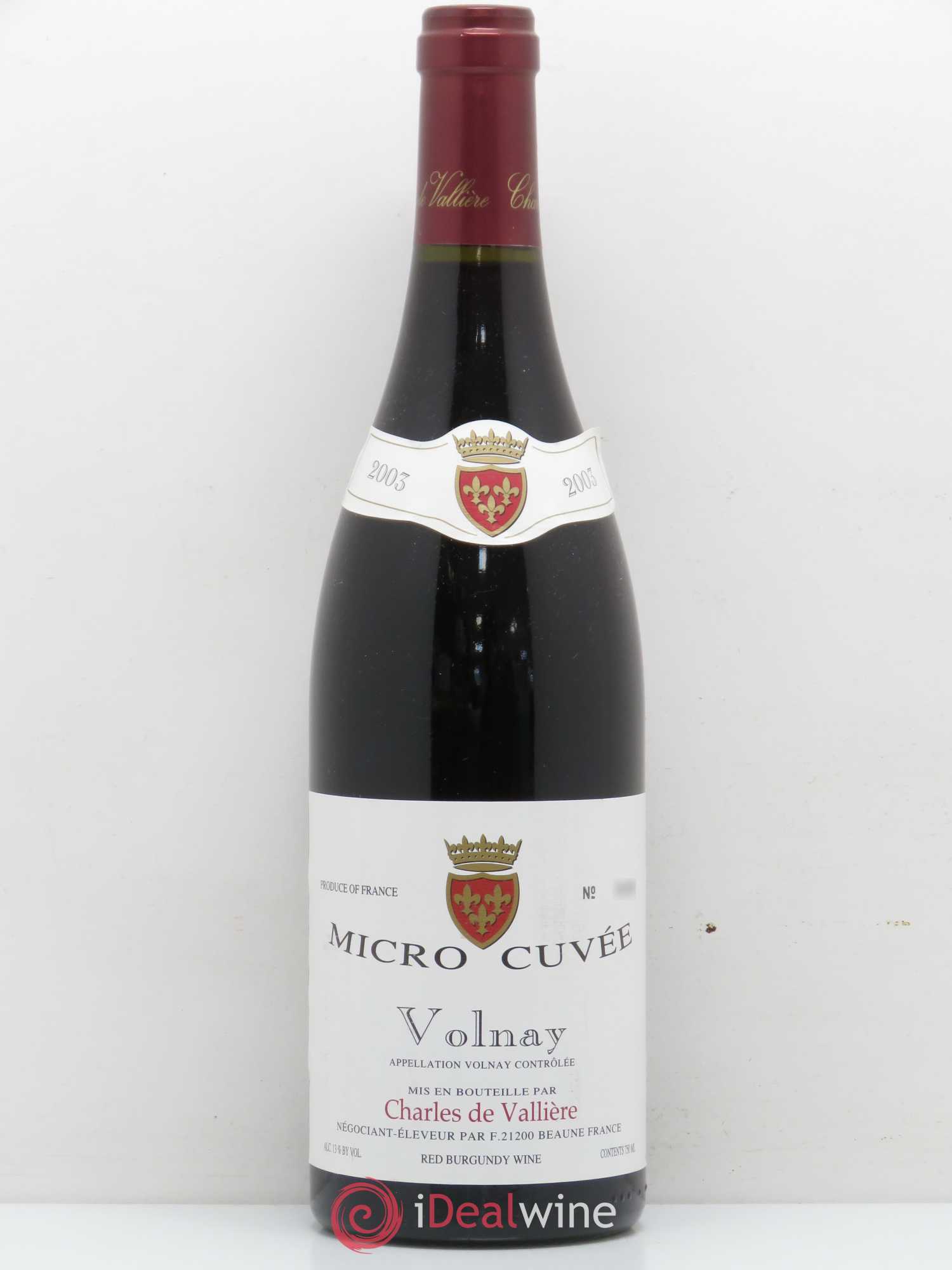 Volnay Domaine Charles de Valliere 2003 - Posten von 1 Flasche - 0