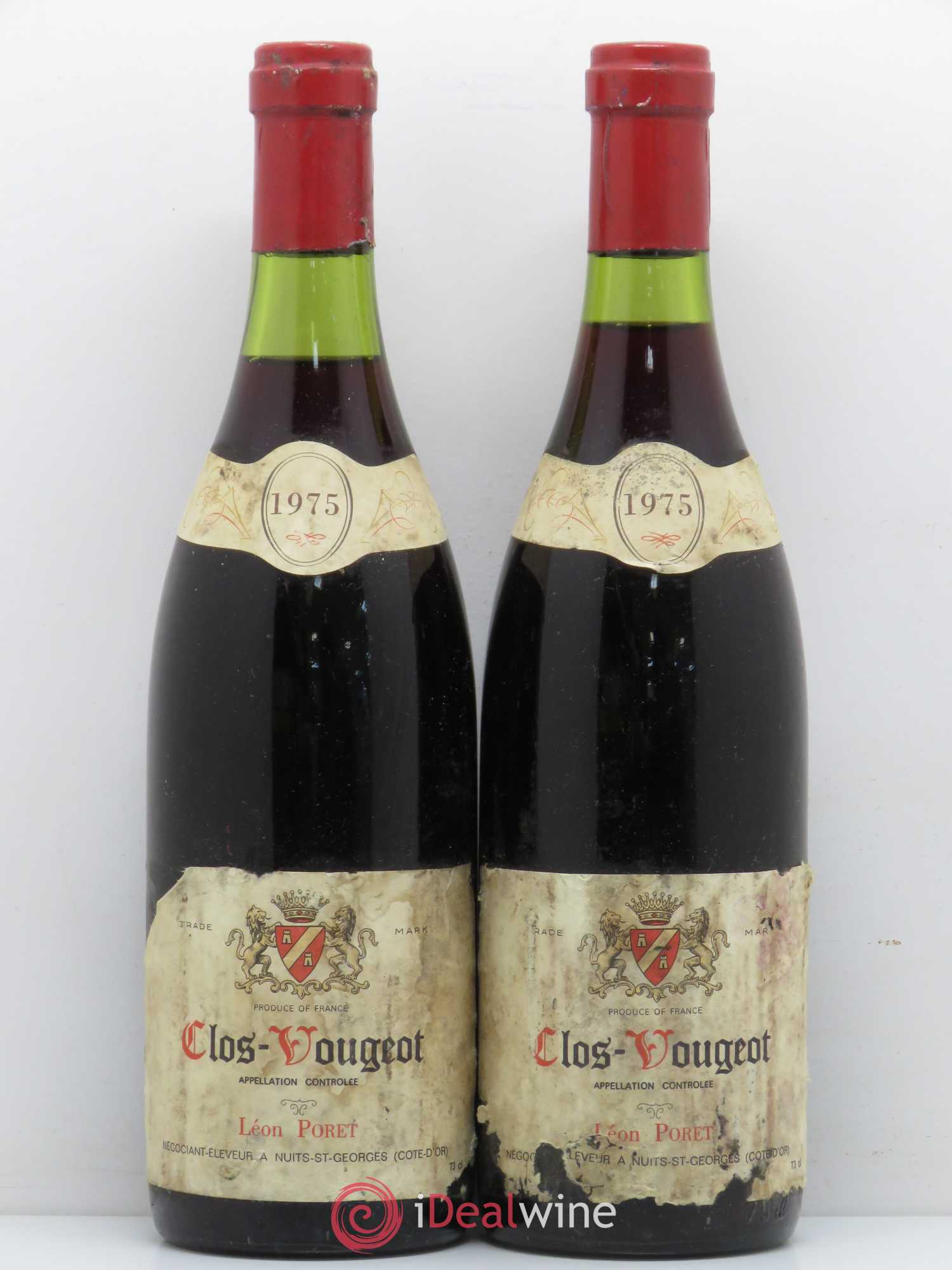 Clos de Vougeot Grand Cru Domaine Leon Poret 1975 - Lot de 2 bouteilles - 0