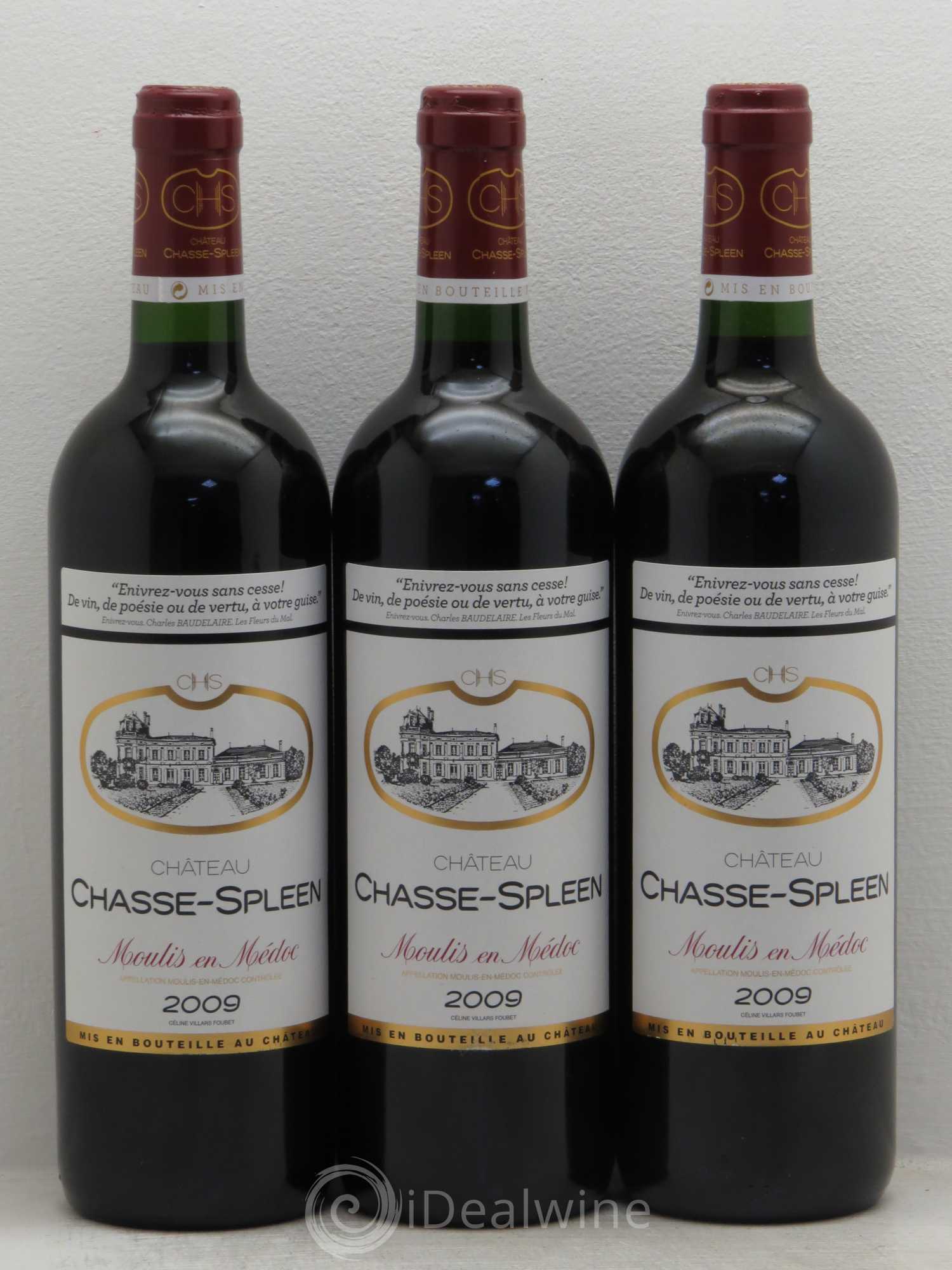 Château Chasse Spleen 2009 - Lot de 3 bouteilles - 0