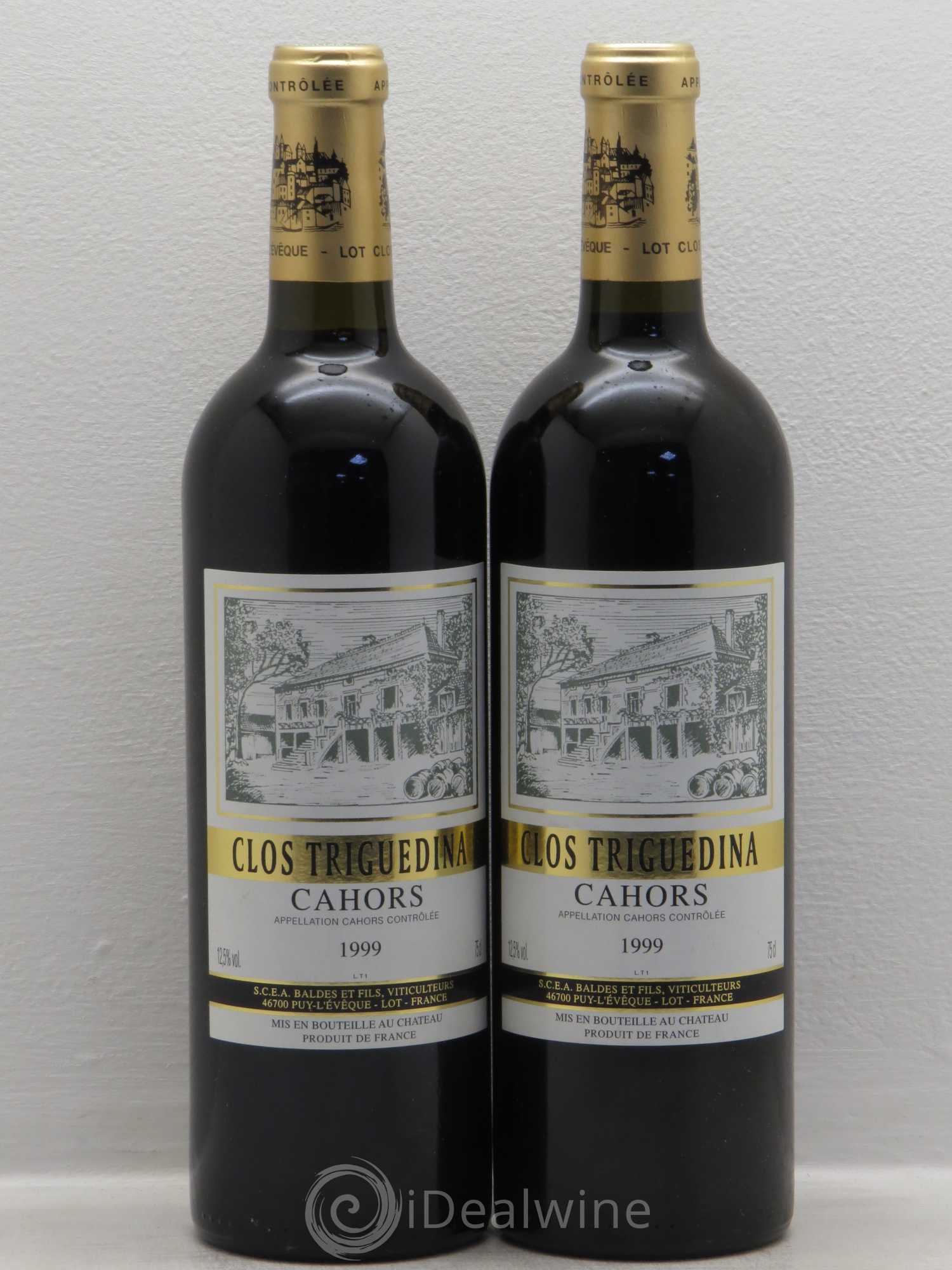 Cahors Clos Triguedina Jean-Luc Baldès 1999 - Lot de 2 bouteilles - 0