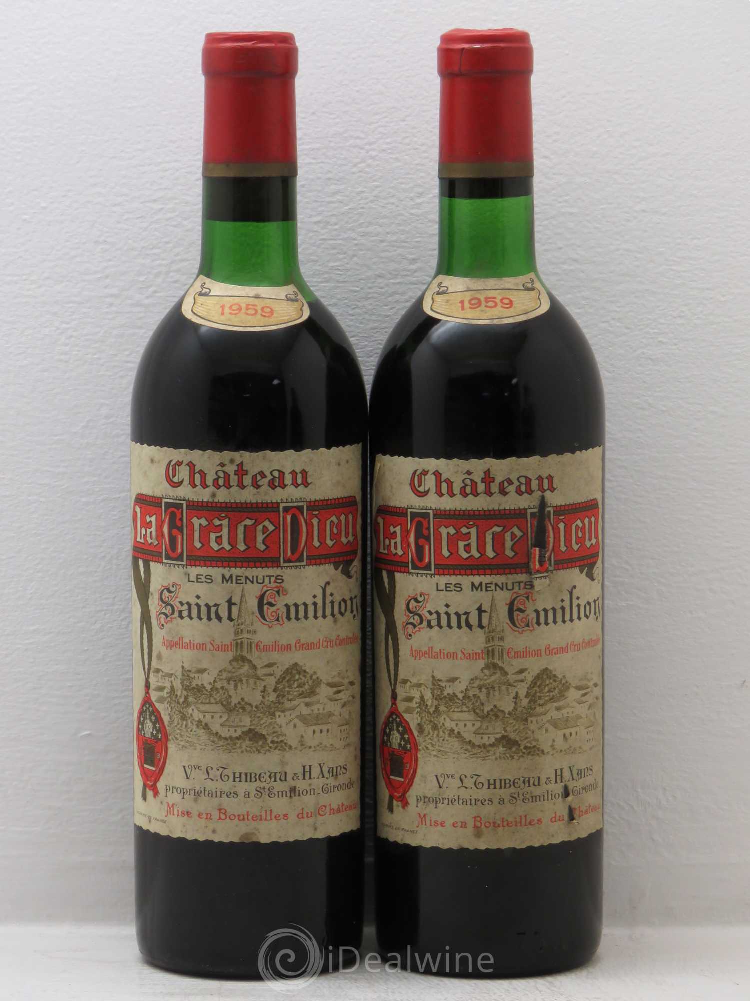 Château la Grâce Dieu les Menuts 1959 - Lot de 2 bouteilles - 0