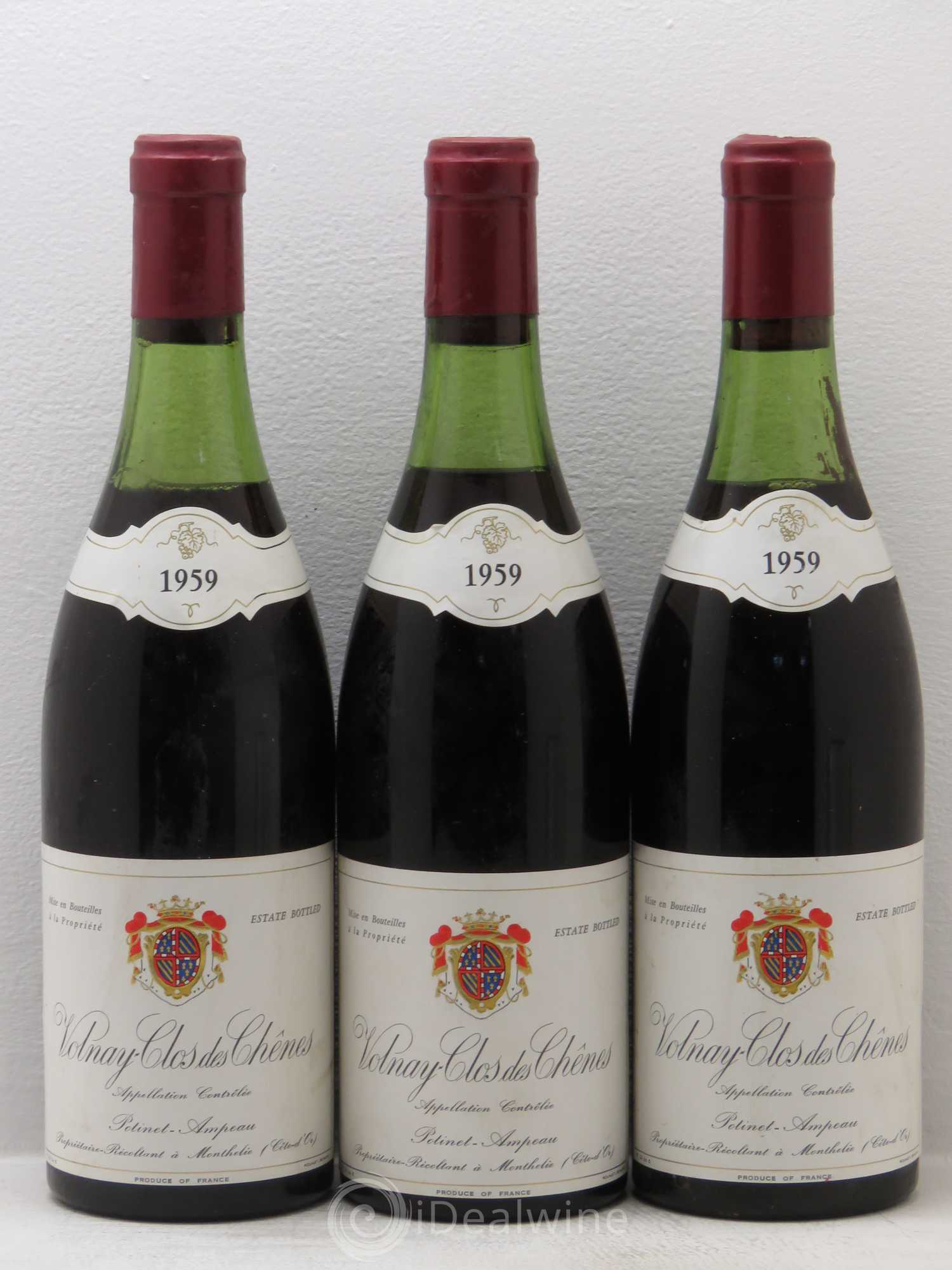 Volnay 1er Cru Potinet ampeau 1959 - Lot de 3 bouteilles - 0
