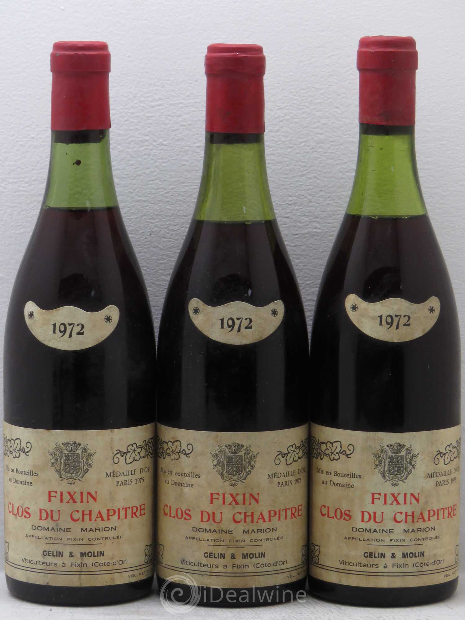 Fixin Clos du chapitre Domaine Marion exploit DomaineGelin 1972 - Posten von 3 Flaschen - 0
