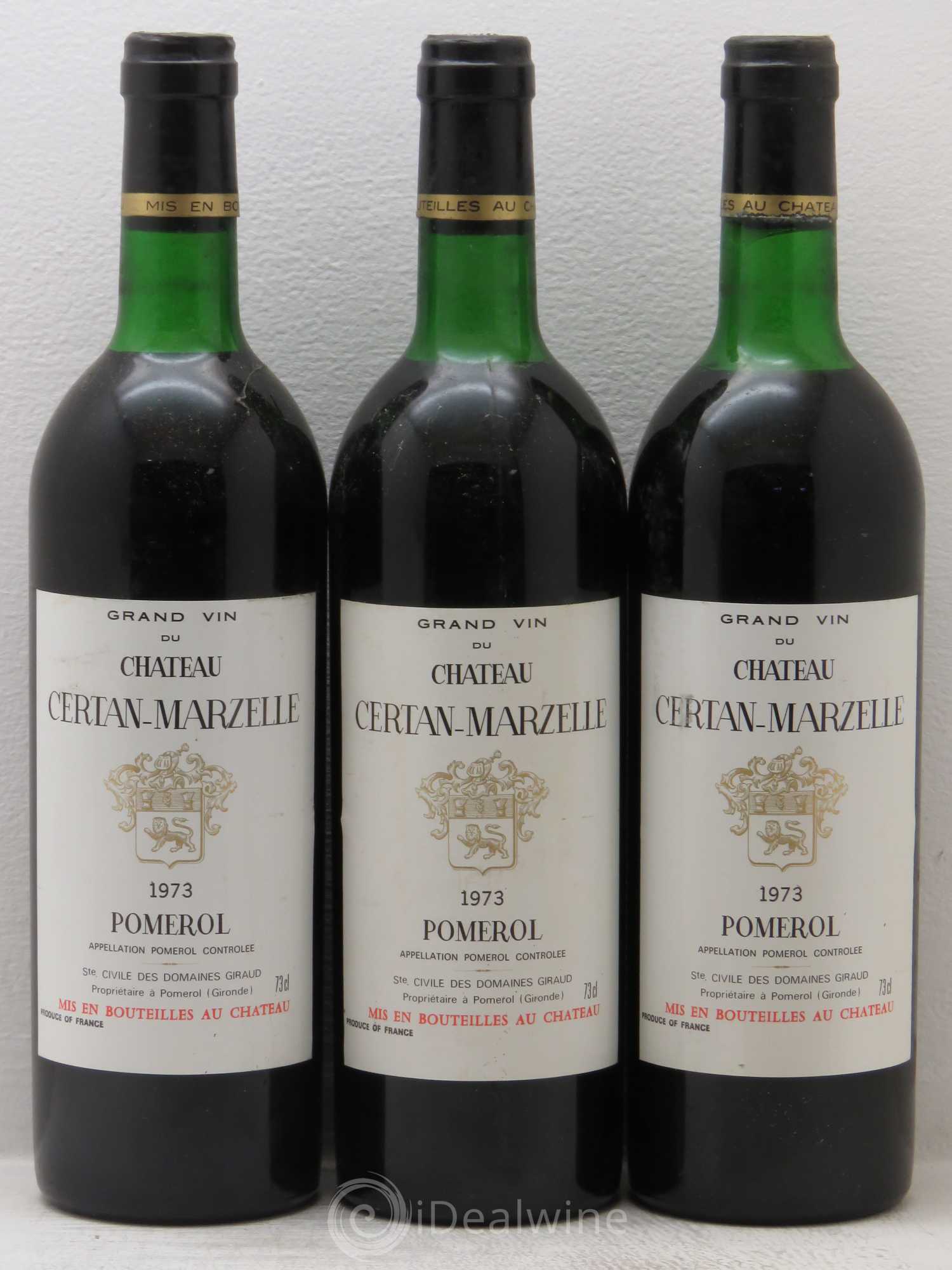 Pomerol Certan Marzelle 1973 - Posten von 3 Flaschen - 0