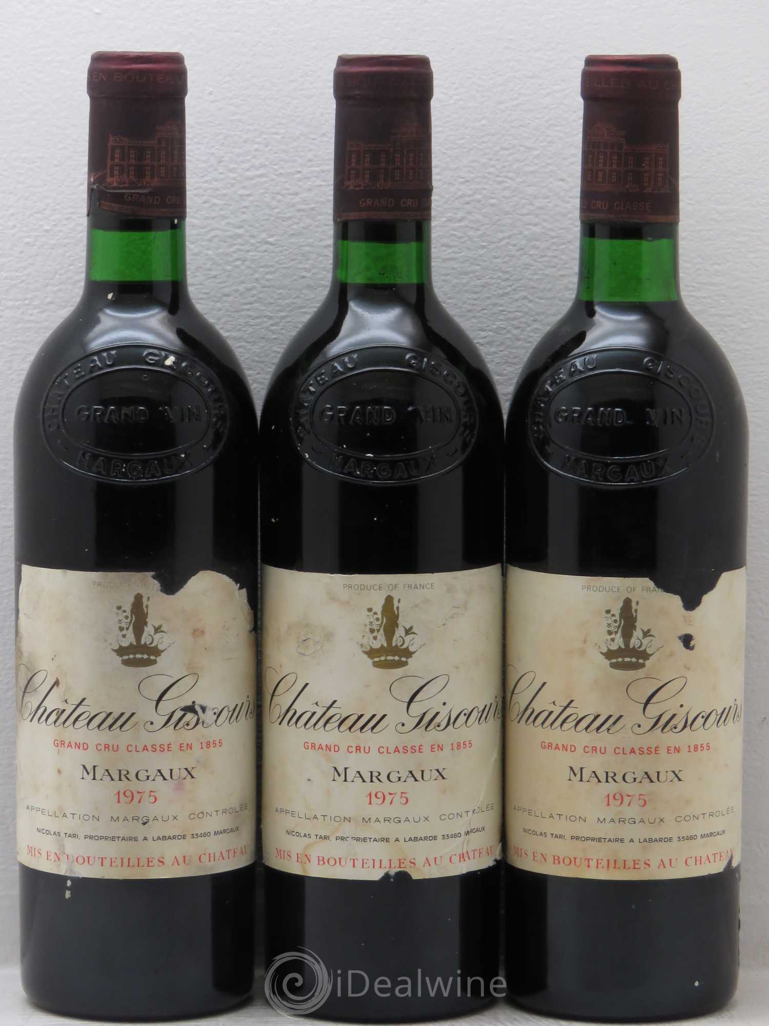 Château Giscours 3ème Grand Cru Classé 1975 - Lot de 3 bouteilles - 0