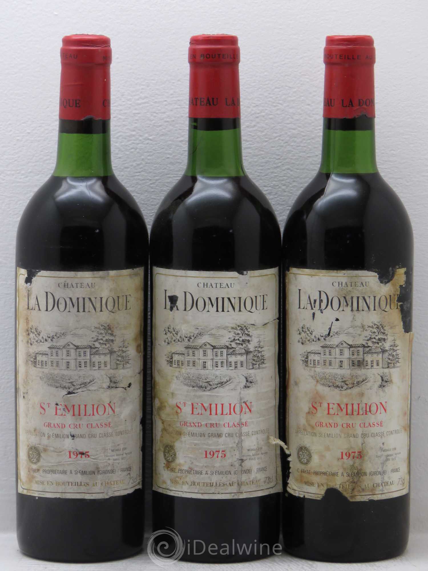 Château la Dominique Grand Cru Classé 1975 - Lot de 3 bouteilles - 0