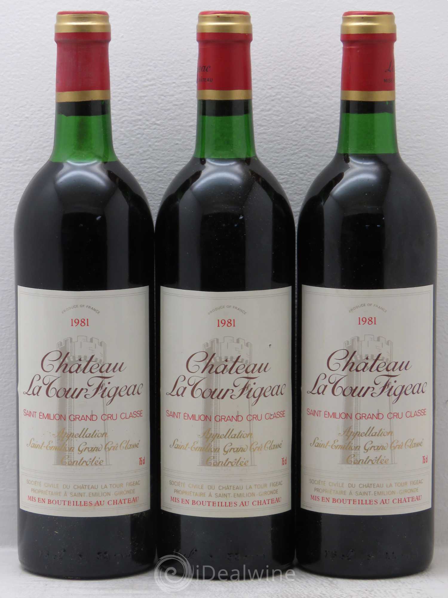 Château la Tour Figeac Grand Cru Classé 1981 - Lot de 3 bouteilles - 0