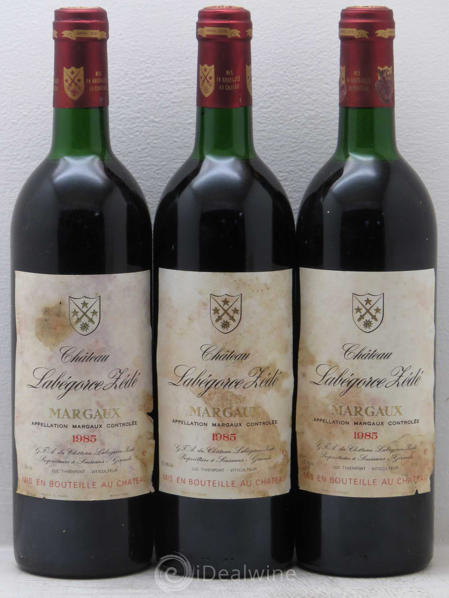 Château Labegorce Zédé Cru Bourgeois 1985 - Lot de 3 bouteilles - 0