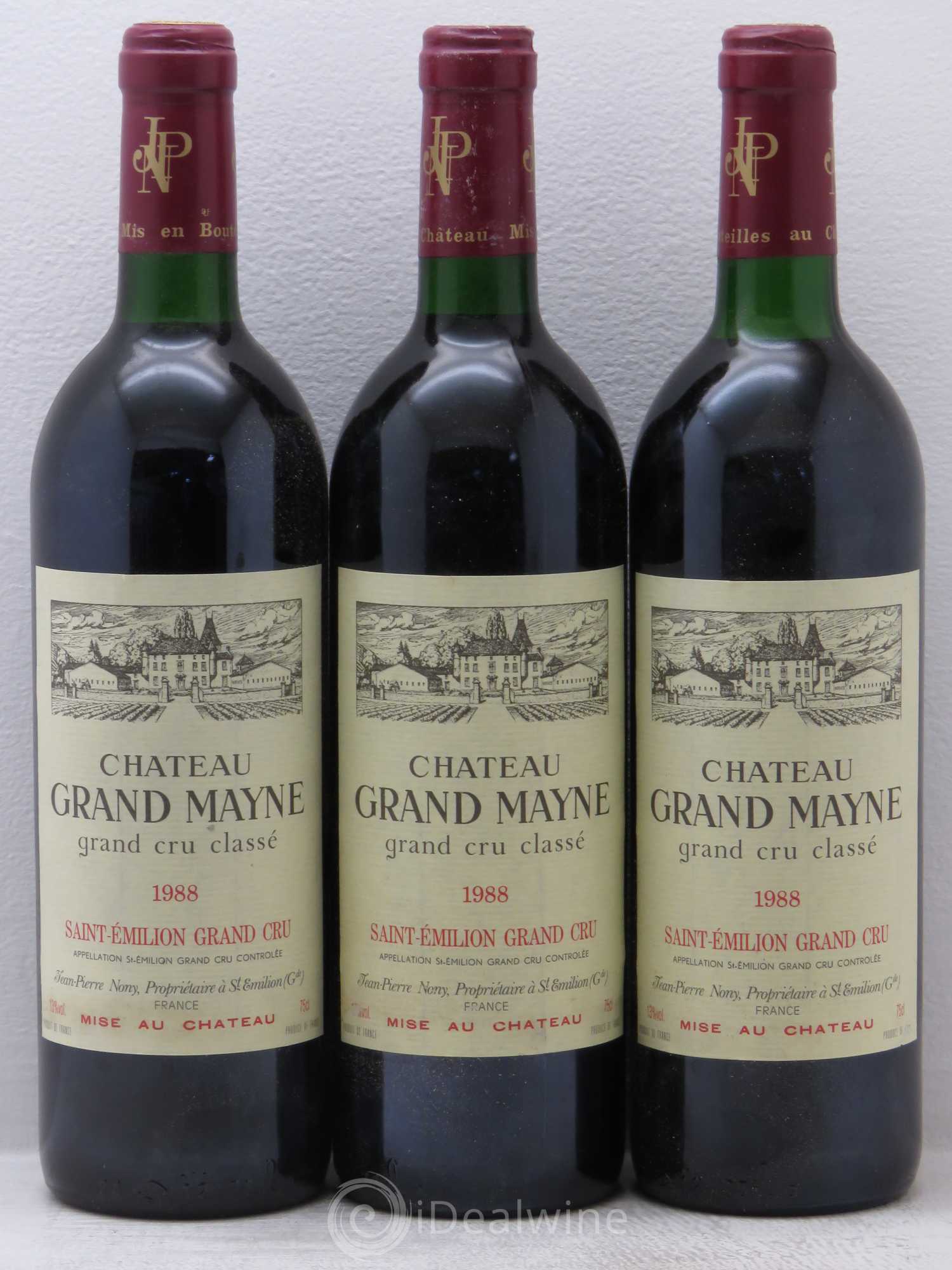 Château Grand Mayne Grand Cru Classé 1988 - Lot de 3 bouteilles - 0