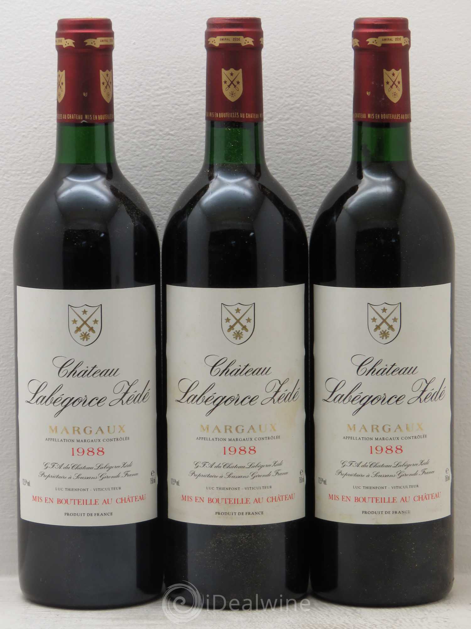 Château Labegorce Zédé Cru Bourgeois 1988 - Lot de 3 bouteilles - 0