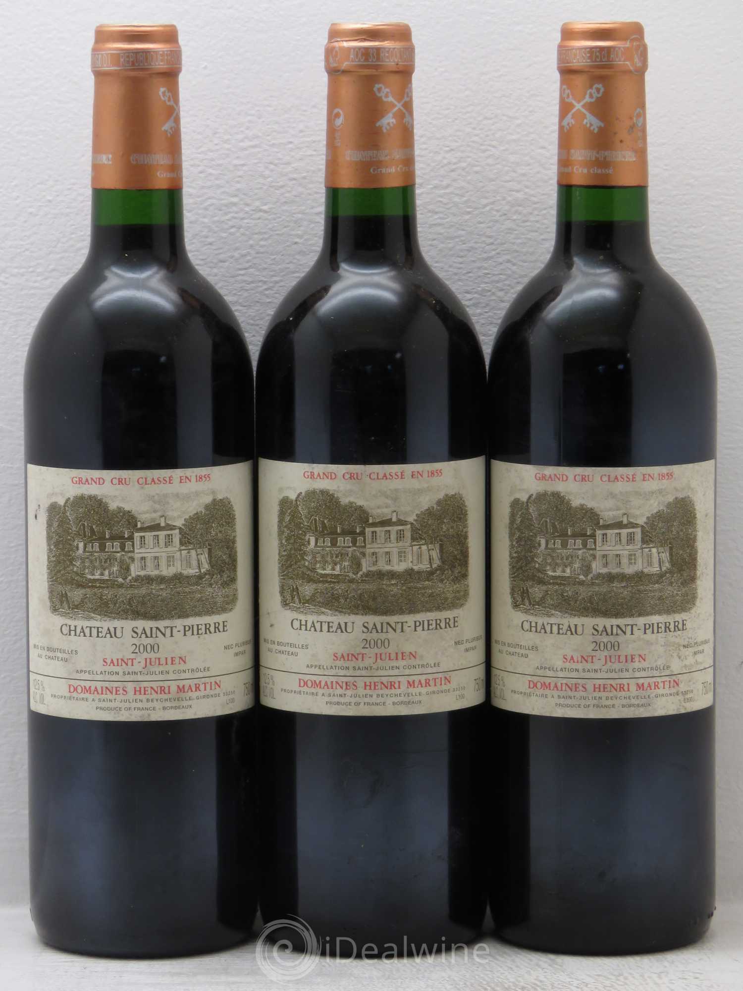Château Saint-Pierre 4ème Grand Cru Classé 2000 - Lot de 3 bouteilles - 0