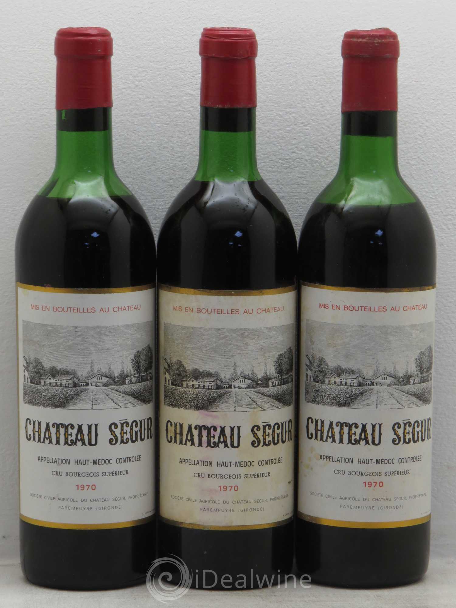 Château Ségur Cru Bourgeois 1970 - Lot de 3 bouteilles - 0