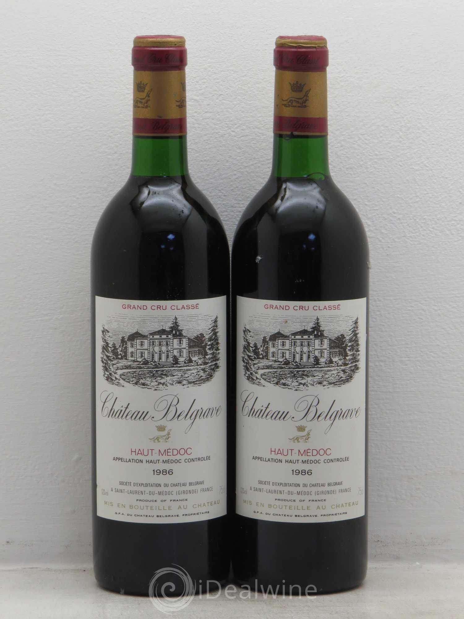 Château Belgrave 5ème Grand Cru Classé 1986 - Lot de 2 bouteilles - 0