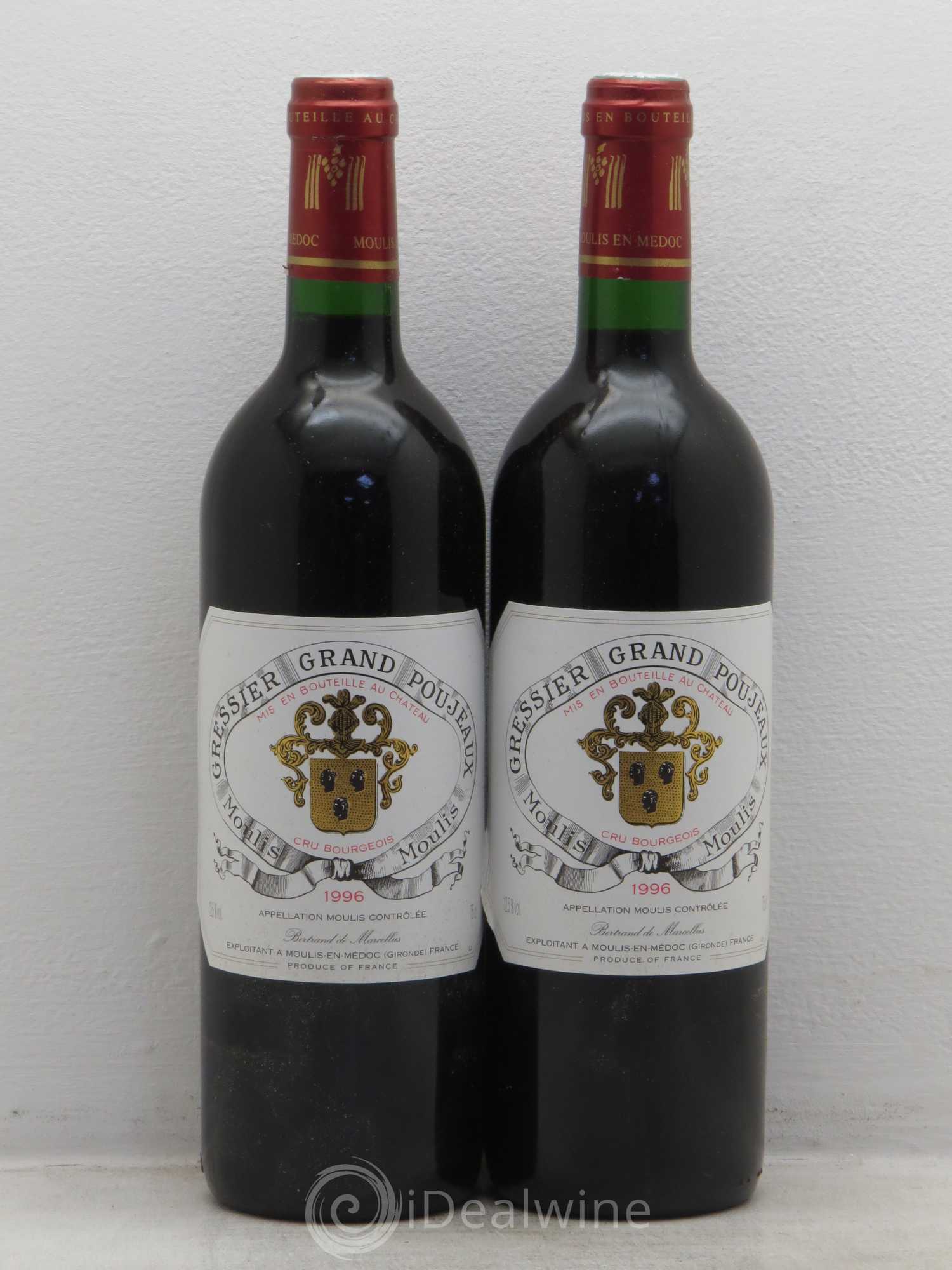 Château Gressier Grand Poujeaux Cru Bourgeois 1996 - Lot de 2 bouteilles - 0