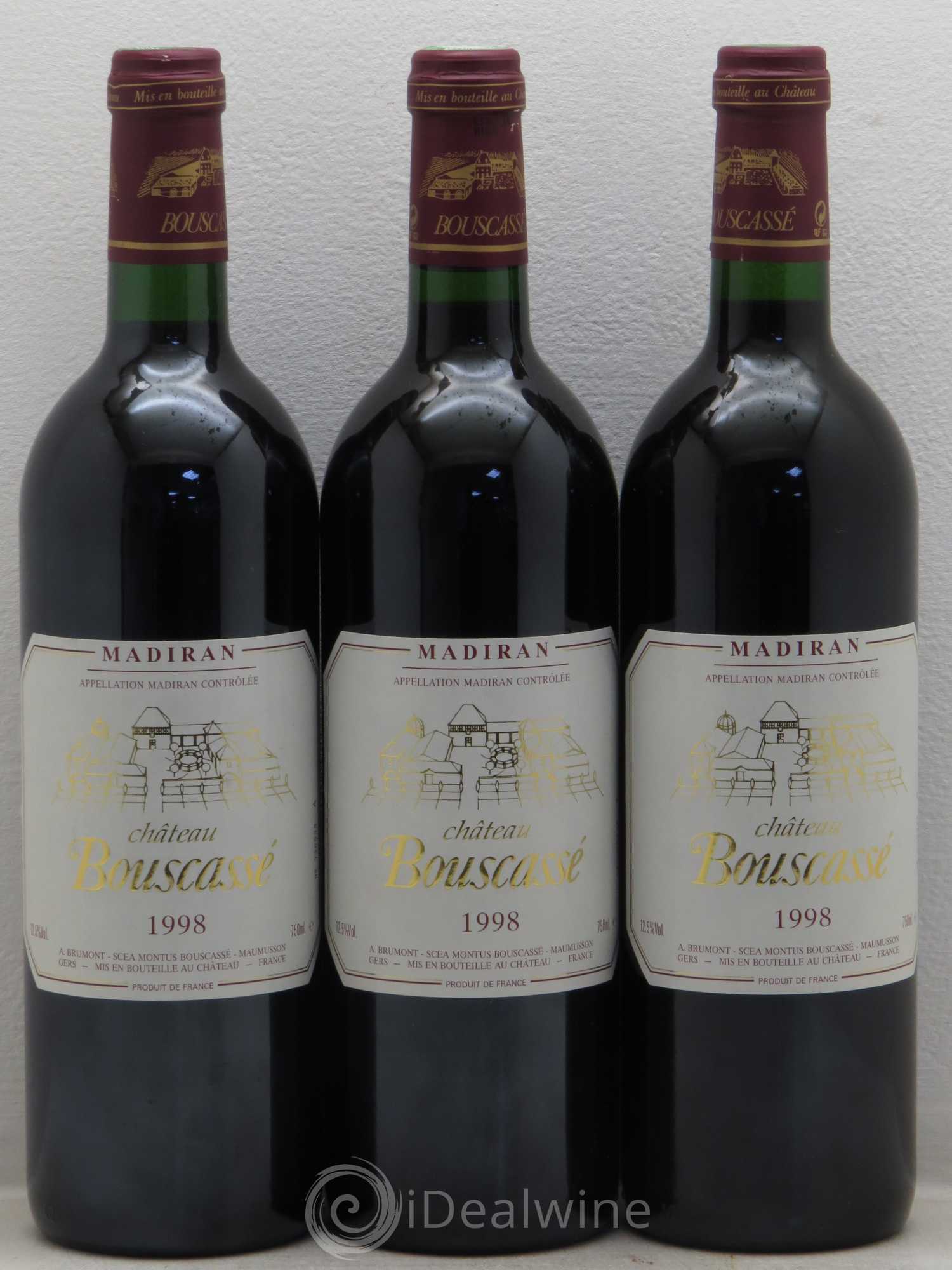 Madiran Château Bouscassé Alain Brumont 1998 - Lot de 3 bouteilles - 0