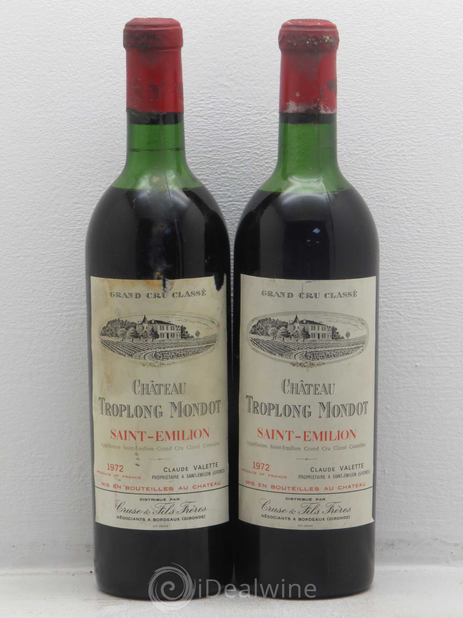 Château Troplong Mondot 1er Grand Cru Classé B 1972 - Lot de 2 bouteilles - 0