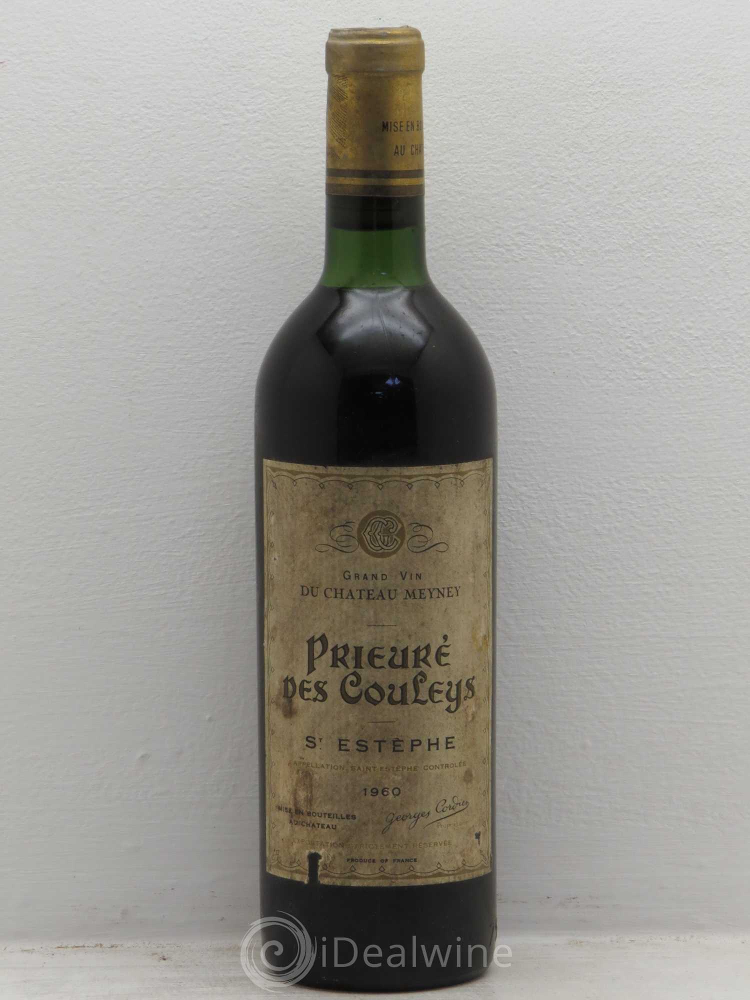 Château Saint-Estèphe Prieuré des couleys 1960 - Lot de 1 bouteille - 0