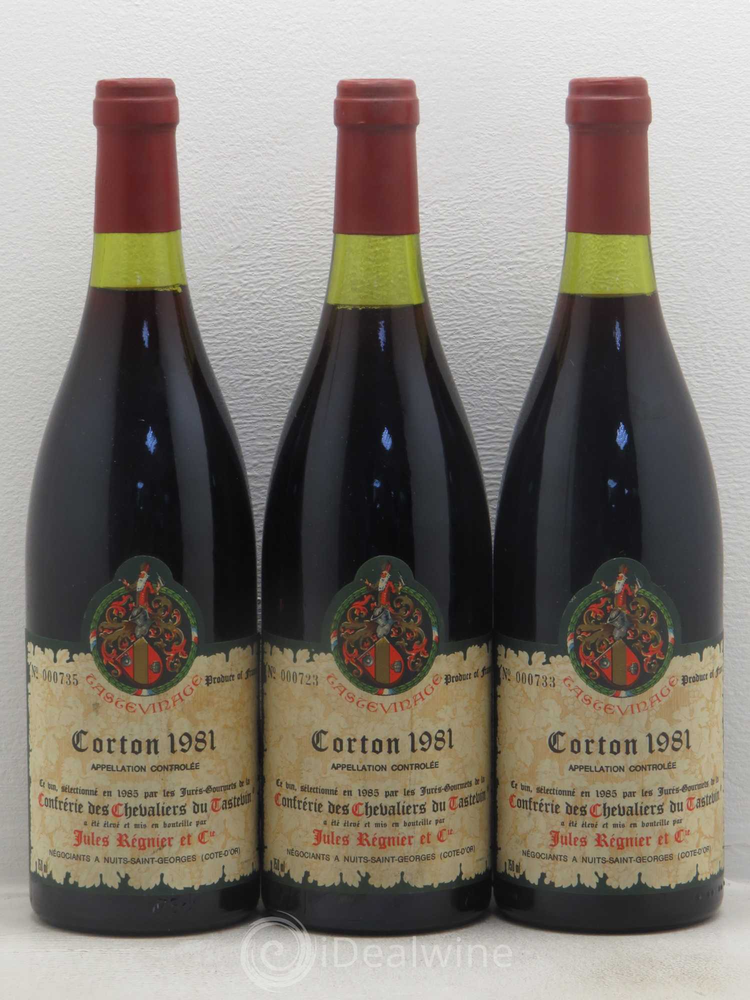 Corton Grand Cru Tastevinage Jules Regnier 1981 - Posten von 3 Flaschen - 0