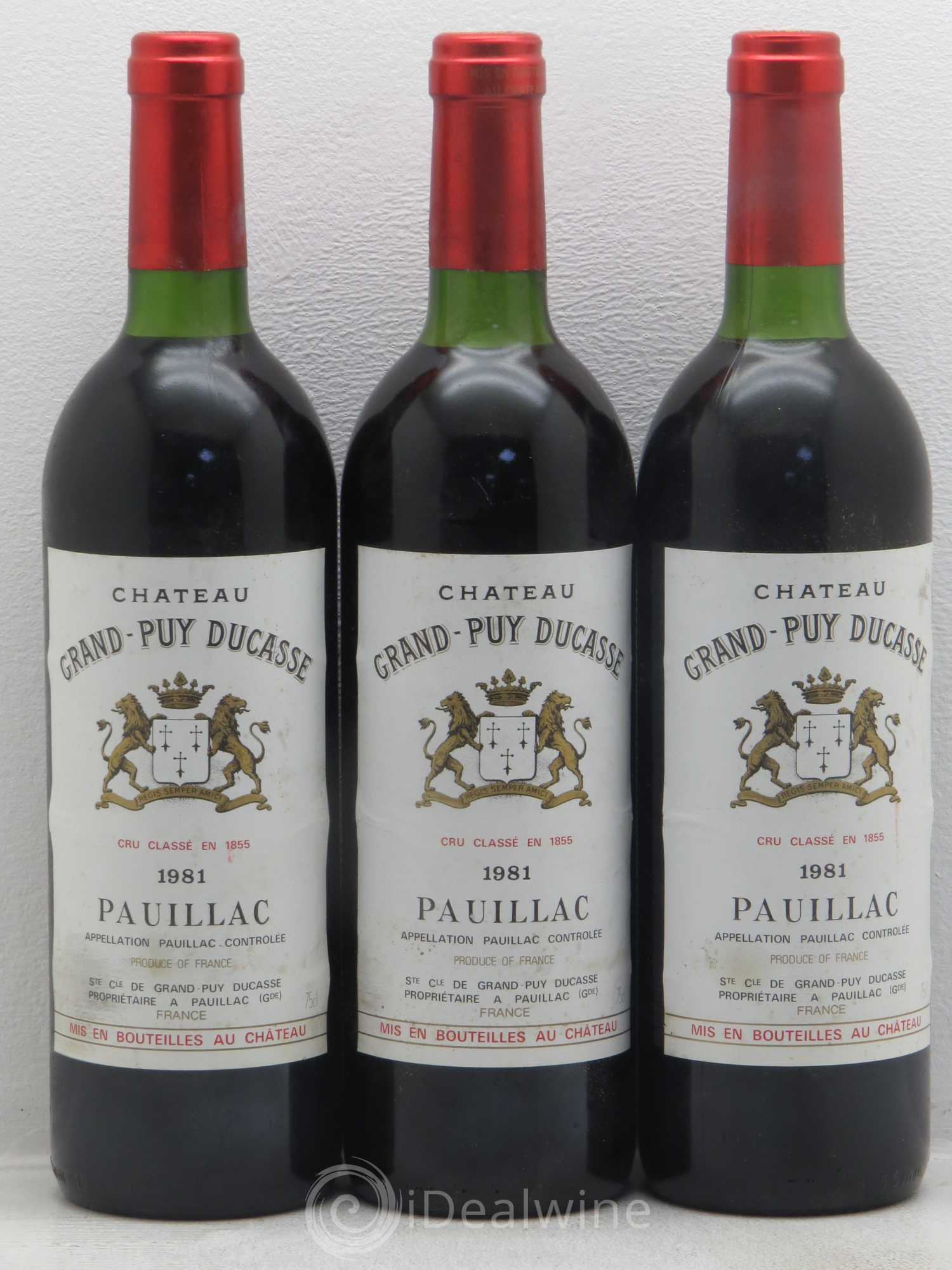 Château Grand Puy Ducasse 5ème Grand Cru Classé 1981 - Lot de 3 bouteilles - 0