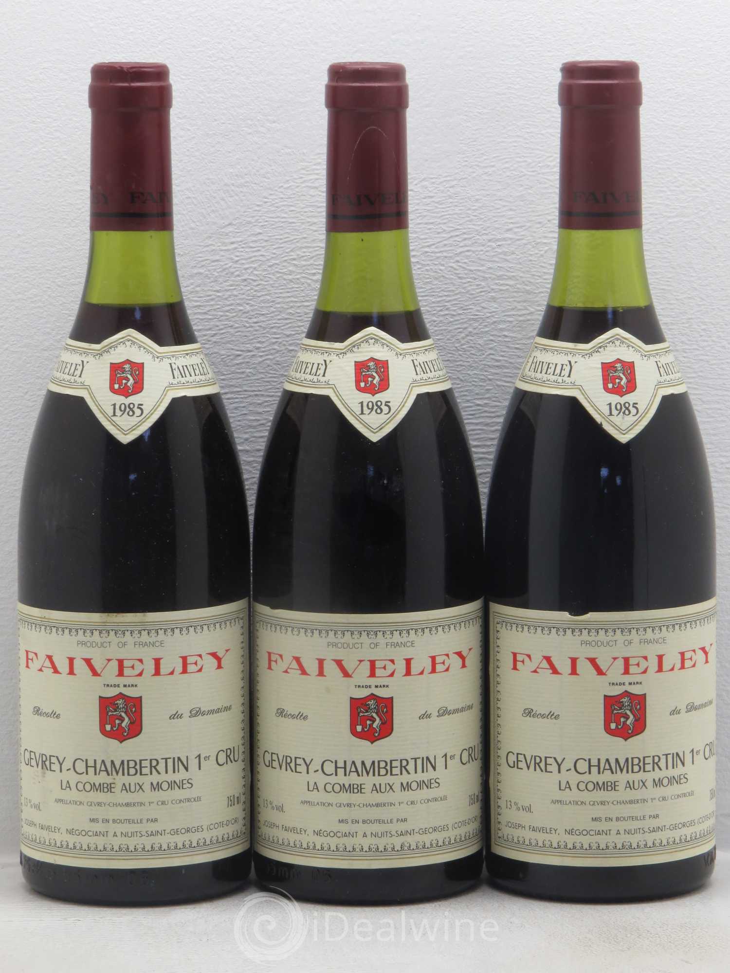 Gevrey-Chambertin 1er Cru La Combe aux moines Faiveley 1985 - Lot de 3 bouteilles - 0