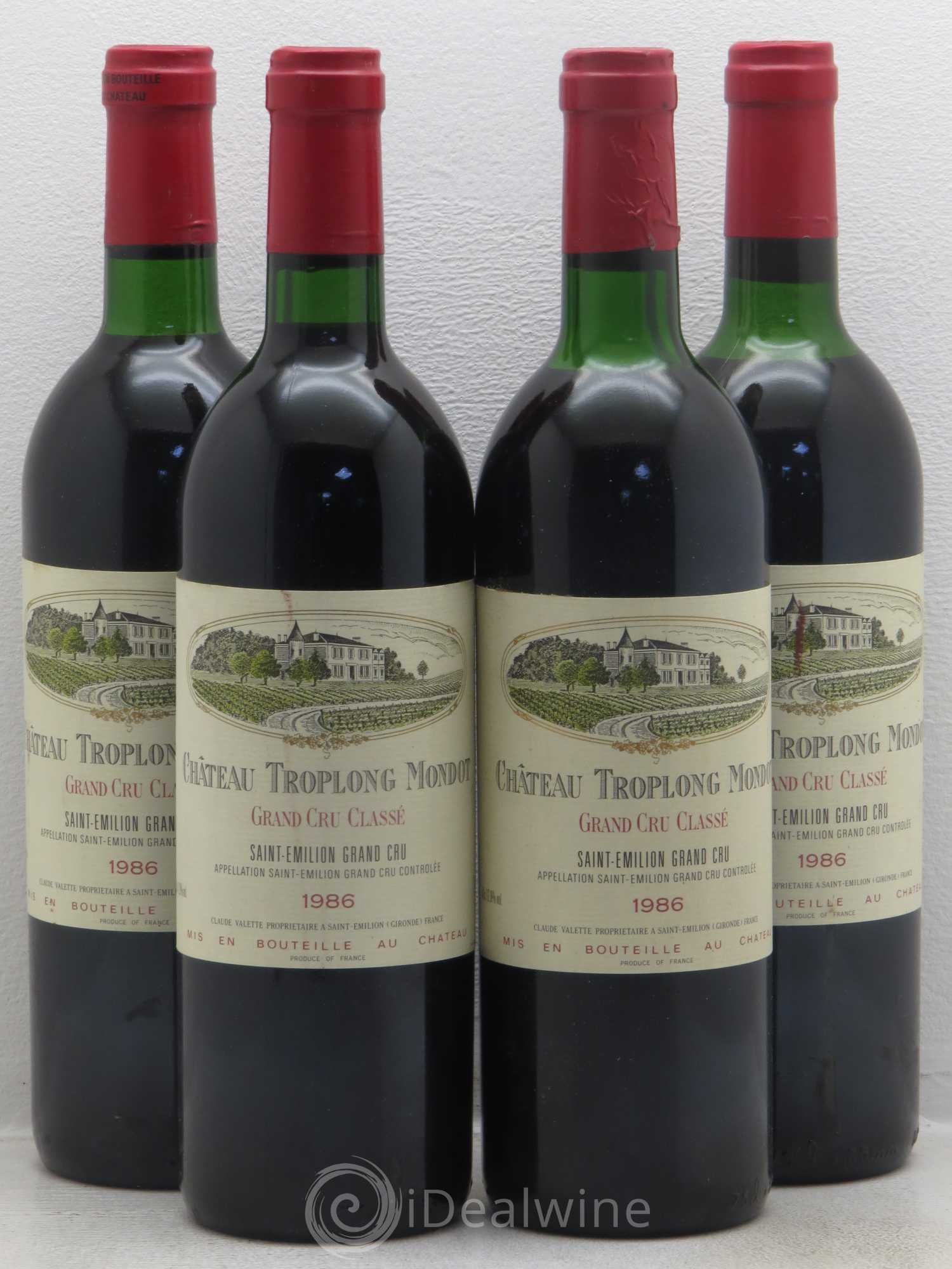 Château Troplong Mondot 1er Grand Cru Classé B 1986 - Lot de 4 bouteilles - 0