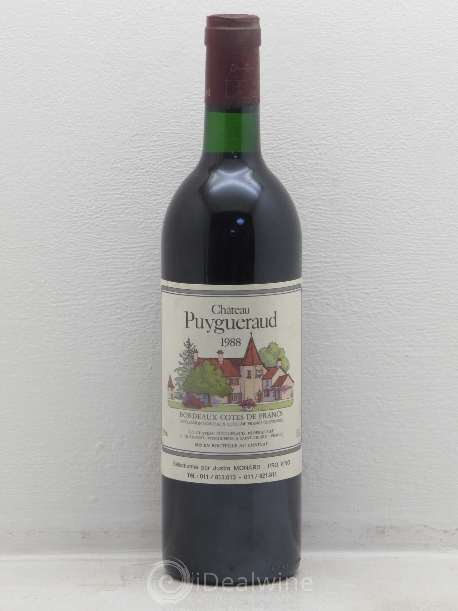 Château Puygueraud 1988 - Lot de 1 bouteille - 0