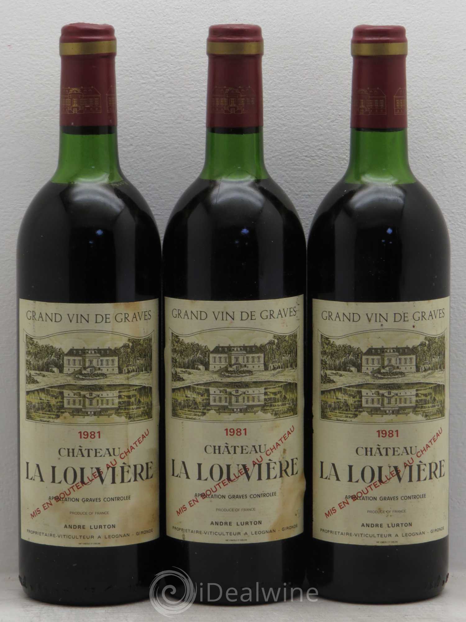 Château la Louvière 1981 - Lot de 3 bouteilles - 0