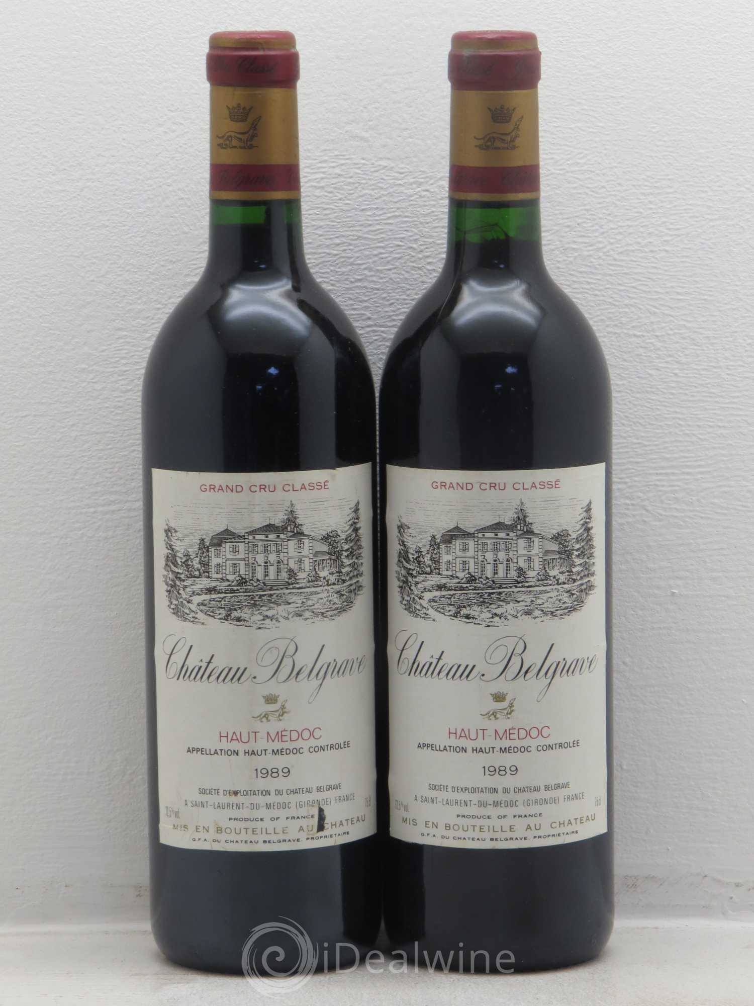 Château Belgrave 5ème Grand Cru Classé 1989 - Lot de 2 bouteilles - 0