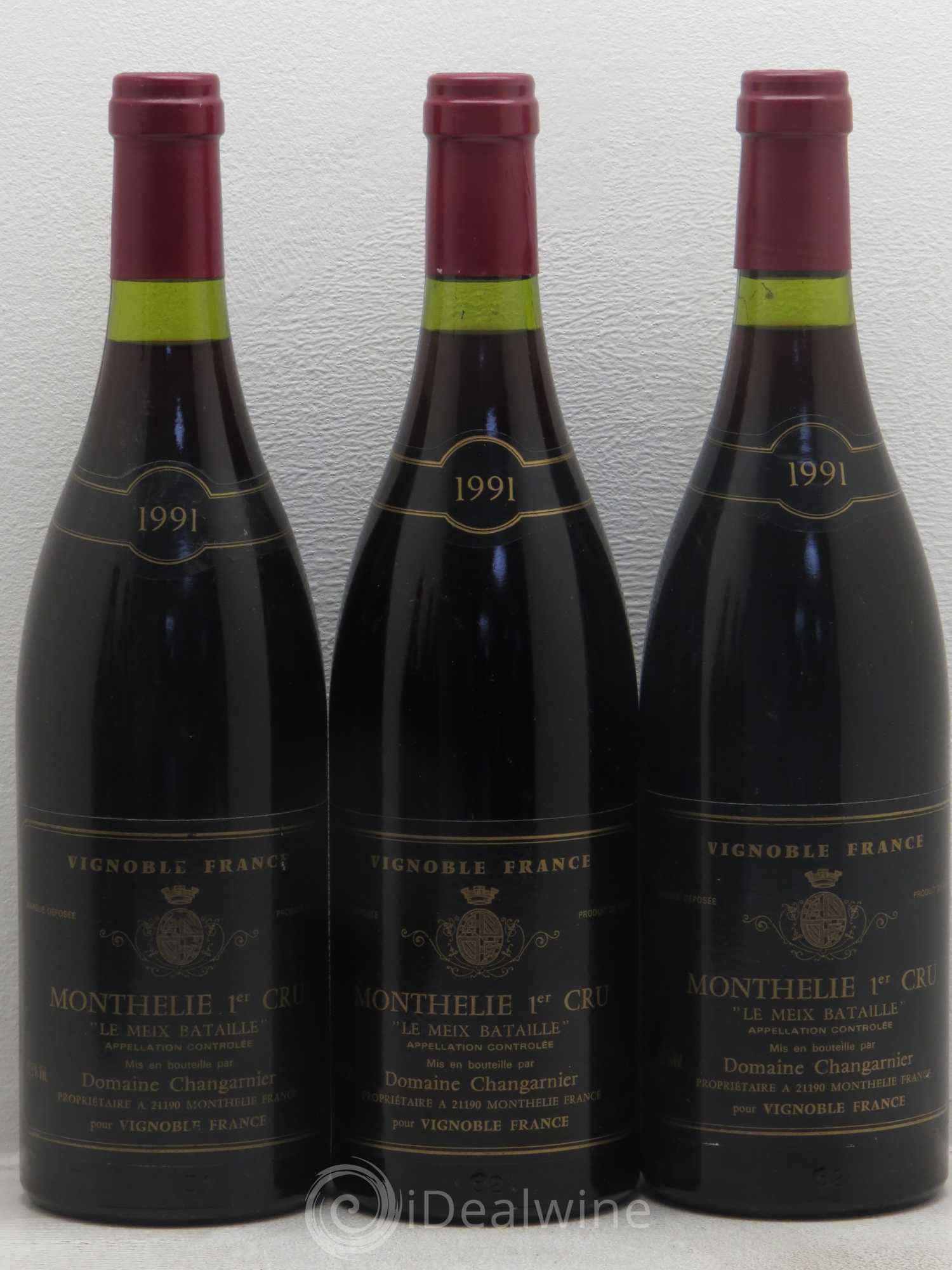 Monthélie 1er Cru Meix Bataille Changarnier 1991 - Lot de 6 bouteilles - 1